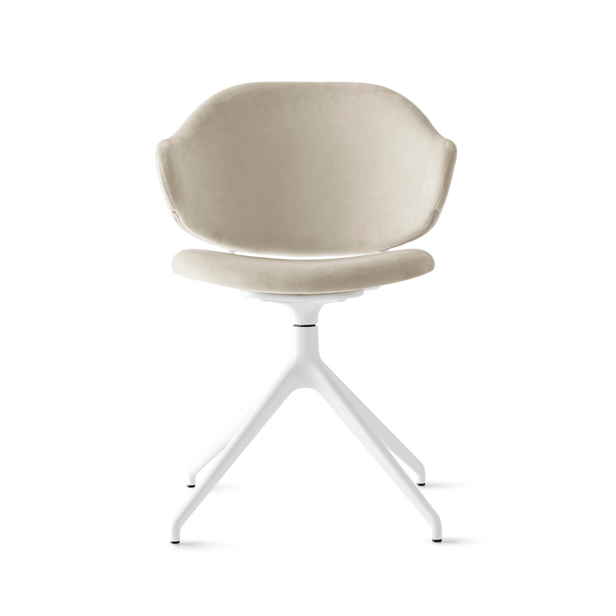 Krzesło obrotowe HOLLY kremowy aksamit Calligaris 180° matowa biel Eye on Design