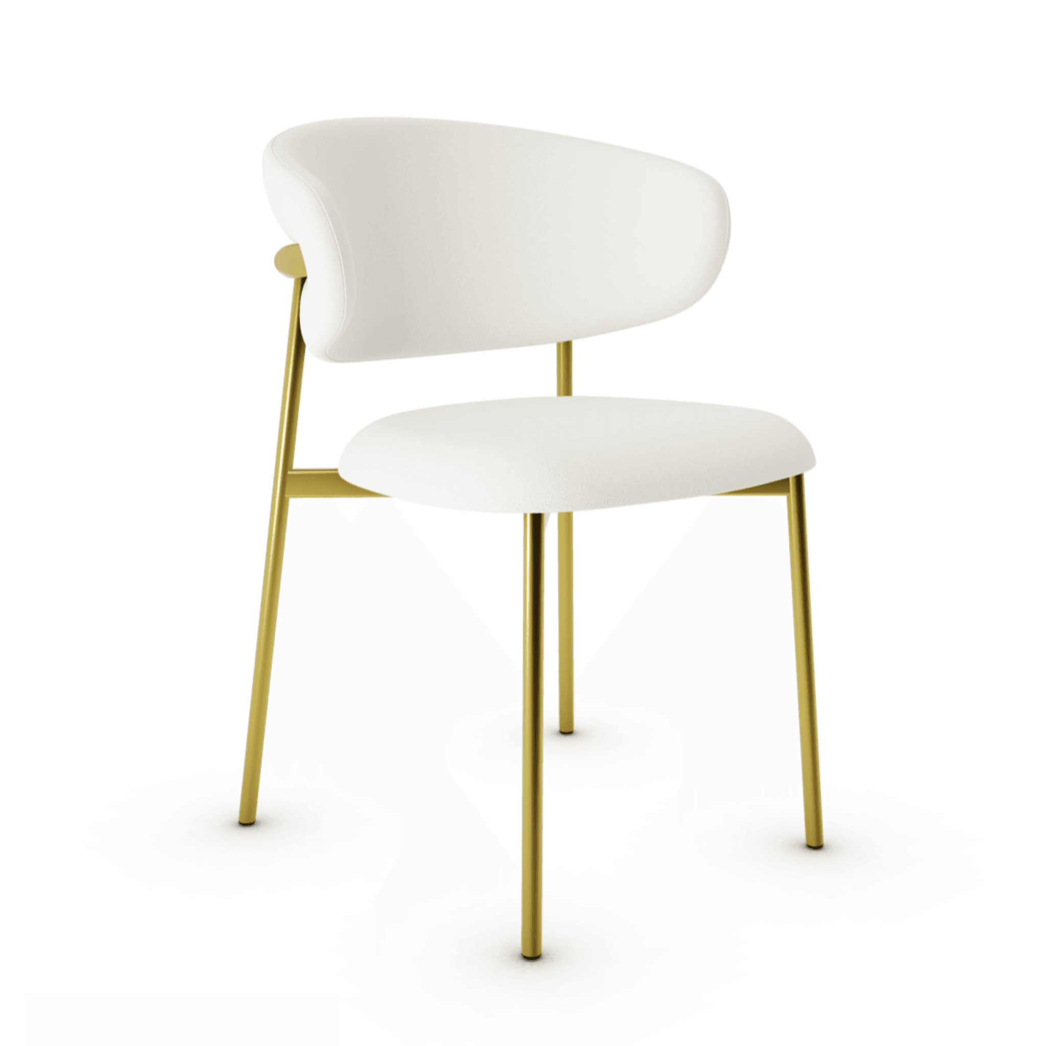 Krzesło OLEANDRO boucle kremowy z metalową podstawą Calligaris metalowa polerowany mosiądz Eye on Design