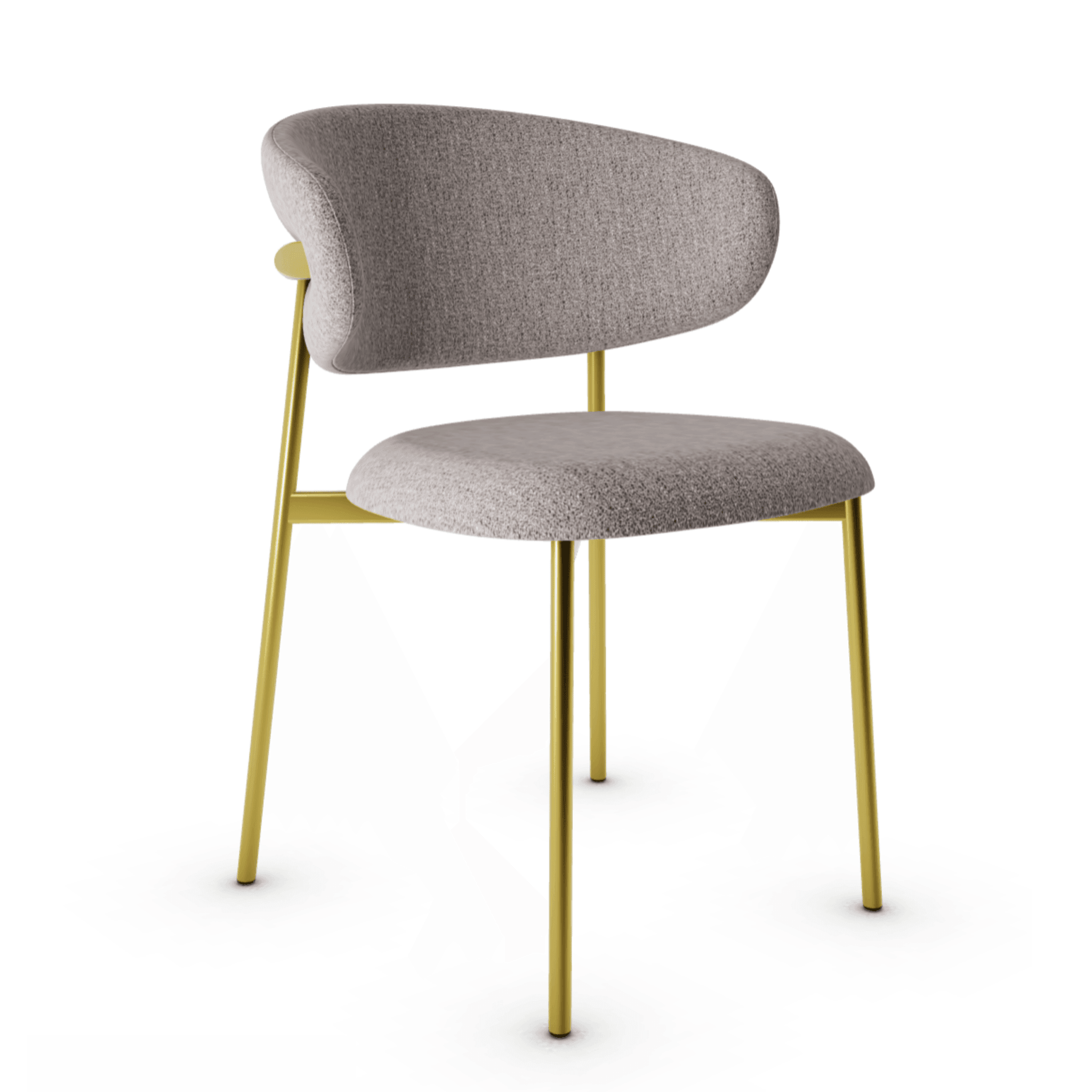 Krzesło OLEANDRO boucle taupe z metalową podstawą Calligaris metalowa polerowany mosiądz Eye on Design