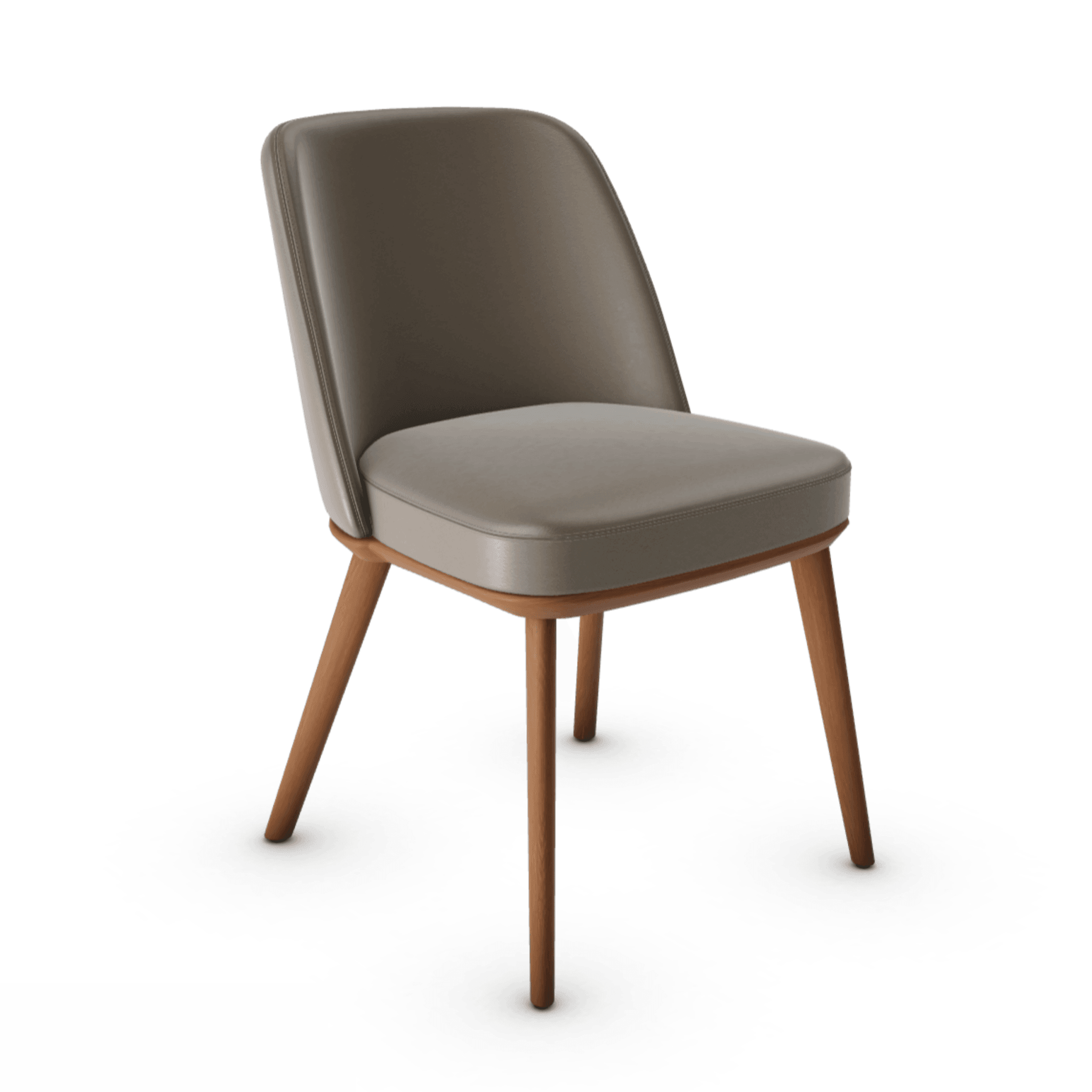 Krzesło skórzane FOYER ciemnoszary z drewnianą podstawą Calligaris drewniana orzech włoski Eye on Design