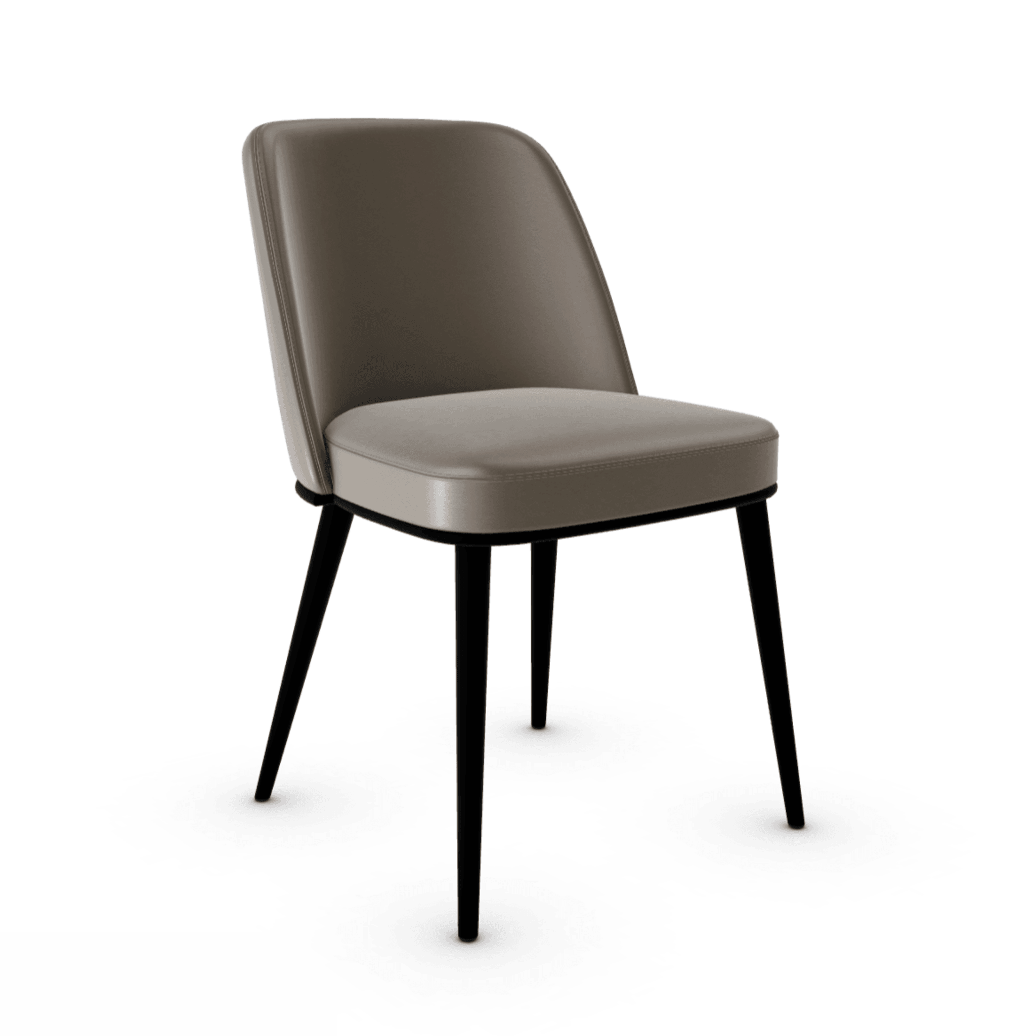 Krzesło skórzane FOYER ciemnoszary z metalową podstawą Calligaris metalowa matowa czerń Eye on Design