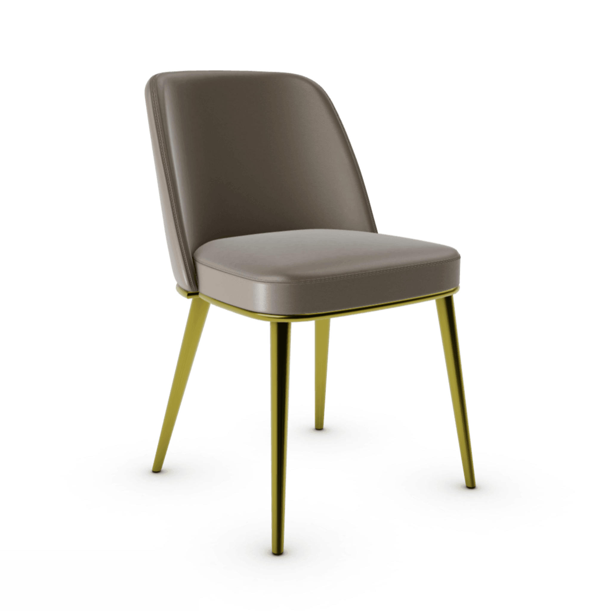 Krzesło skórzane FOYER ciemnoszary z metalową podstawą Calligaris metalowa matowy mosiądz Eye on Design