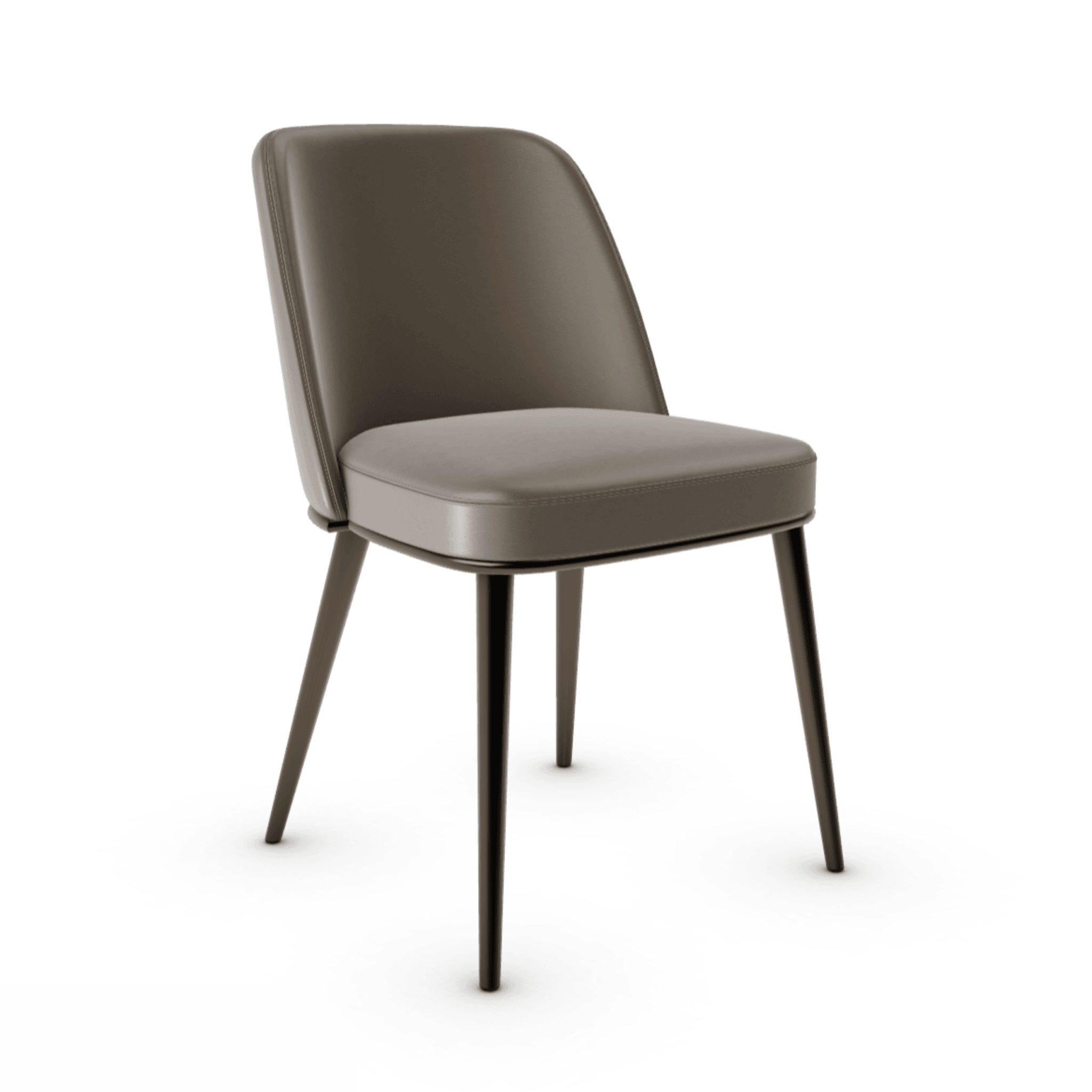 Krzesło skórzane FOYER ciemnoszary z metalową podstawą Calligaris metalowa matowy brąz Eye on Design