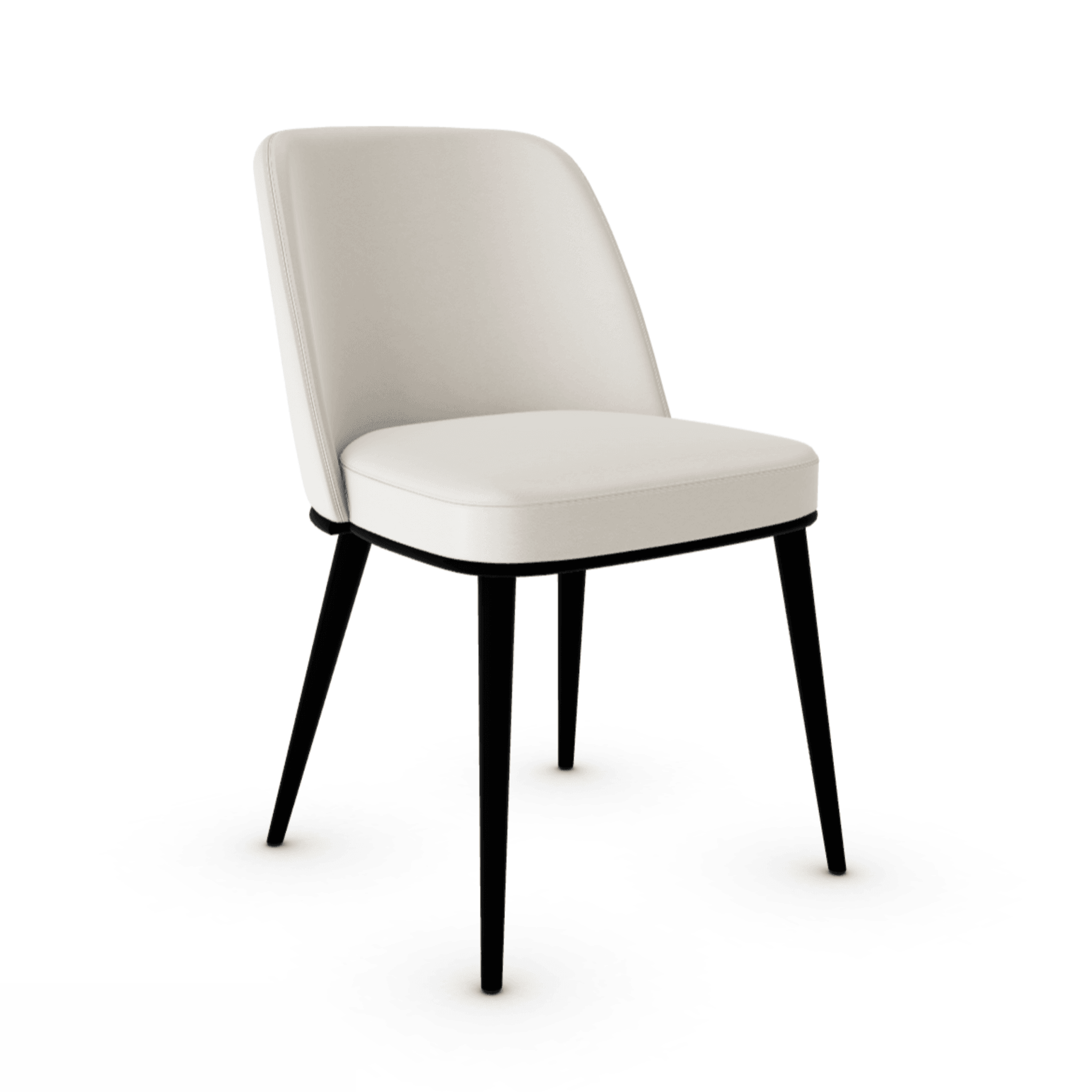 Krzesło skórzane FOYER kremowy z metalową podstawą Calligaris metalowa matowa czerń Eye on Design