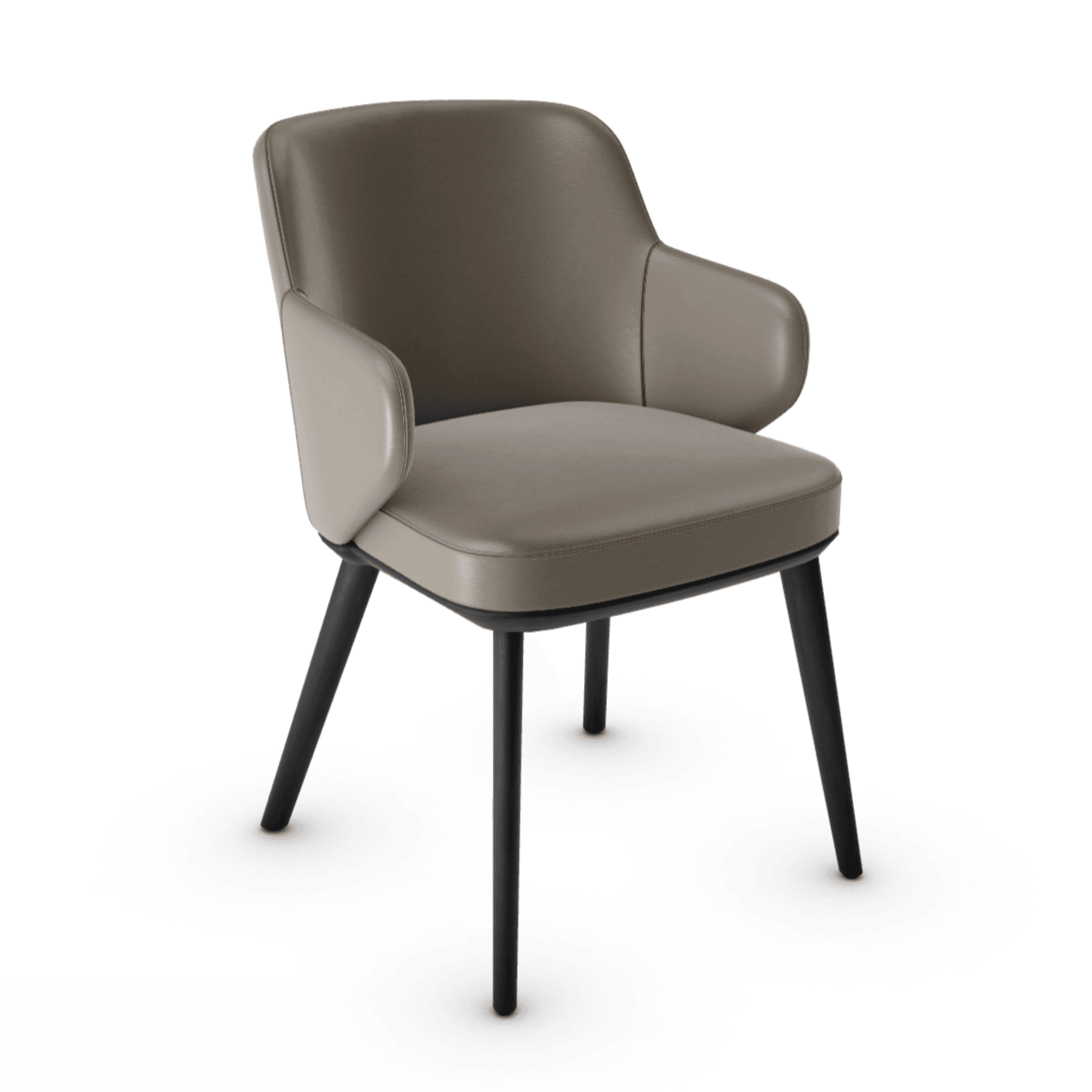 Krzesło skórzane z podłokietnikami FOYER ciemnoszary z drewnianą podstawą Calligaris drewniana matowa czerń Eye on Design