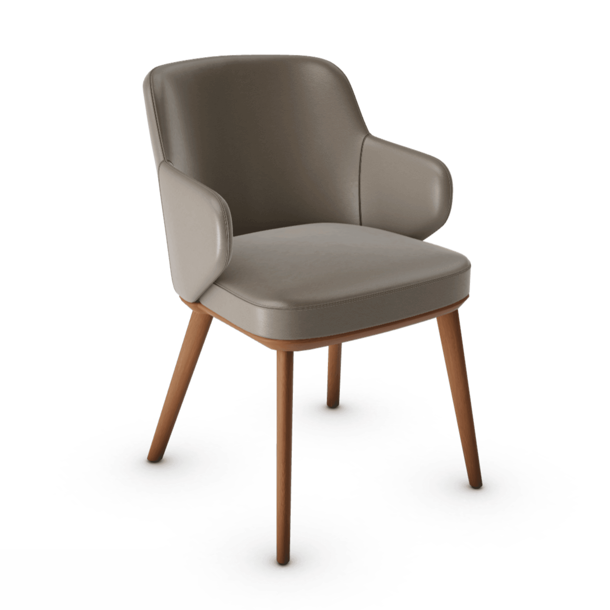 Krzesło skórzane z podłokietnikami FOYER jasnobrązowy z drewnianą podstawą Calligaris drewniana orzech włoski Eye on Design