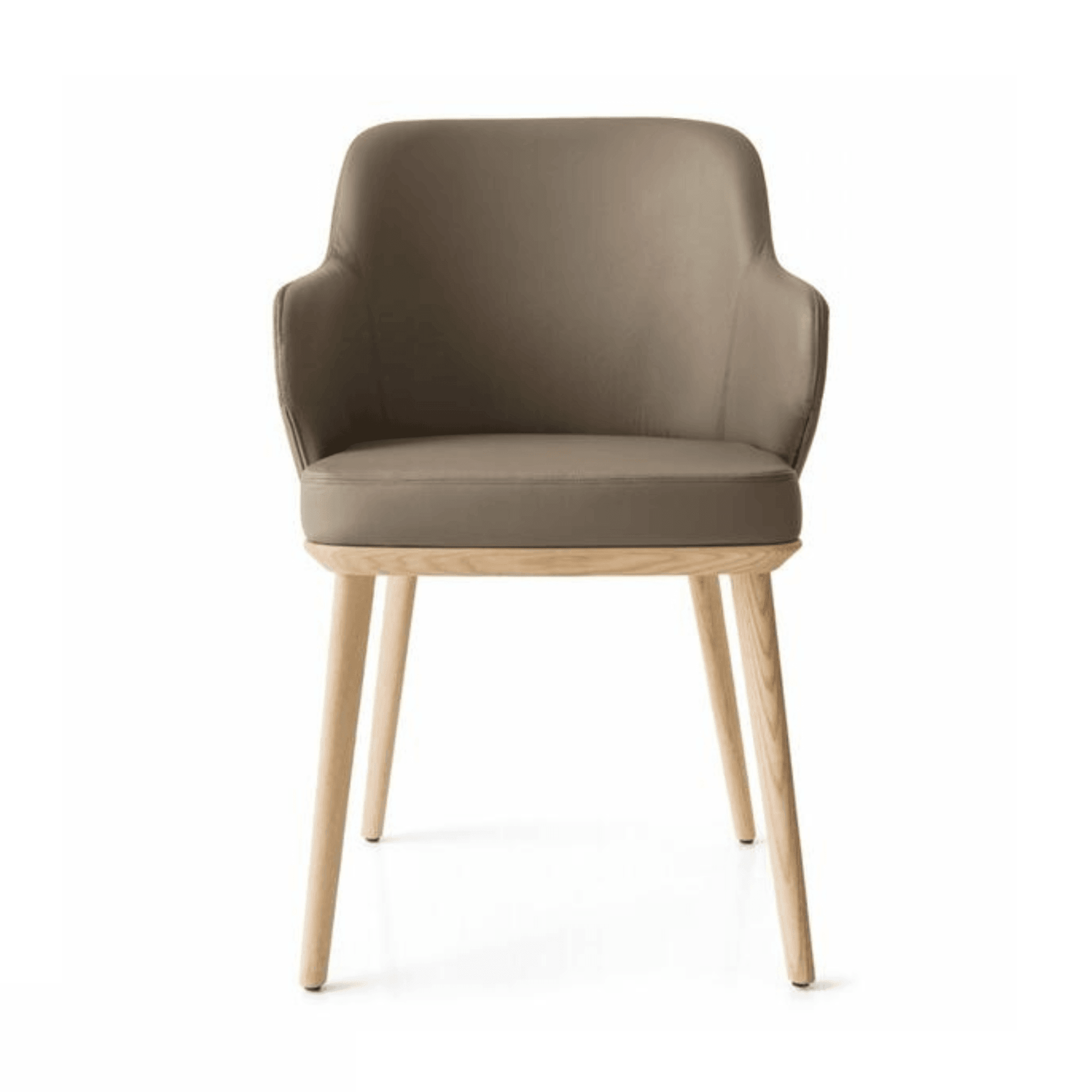 Krzesło skórzane z podłokietnikami FOYER jasnobrązowy z drewnianą podstawą Calligaris drewniana naturalny dąb Eye on Design