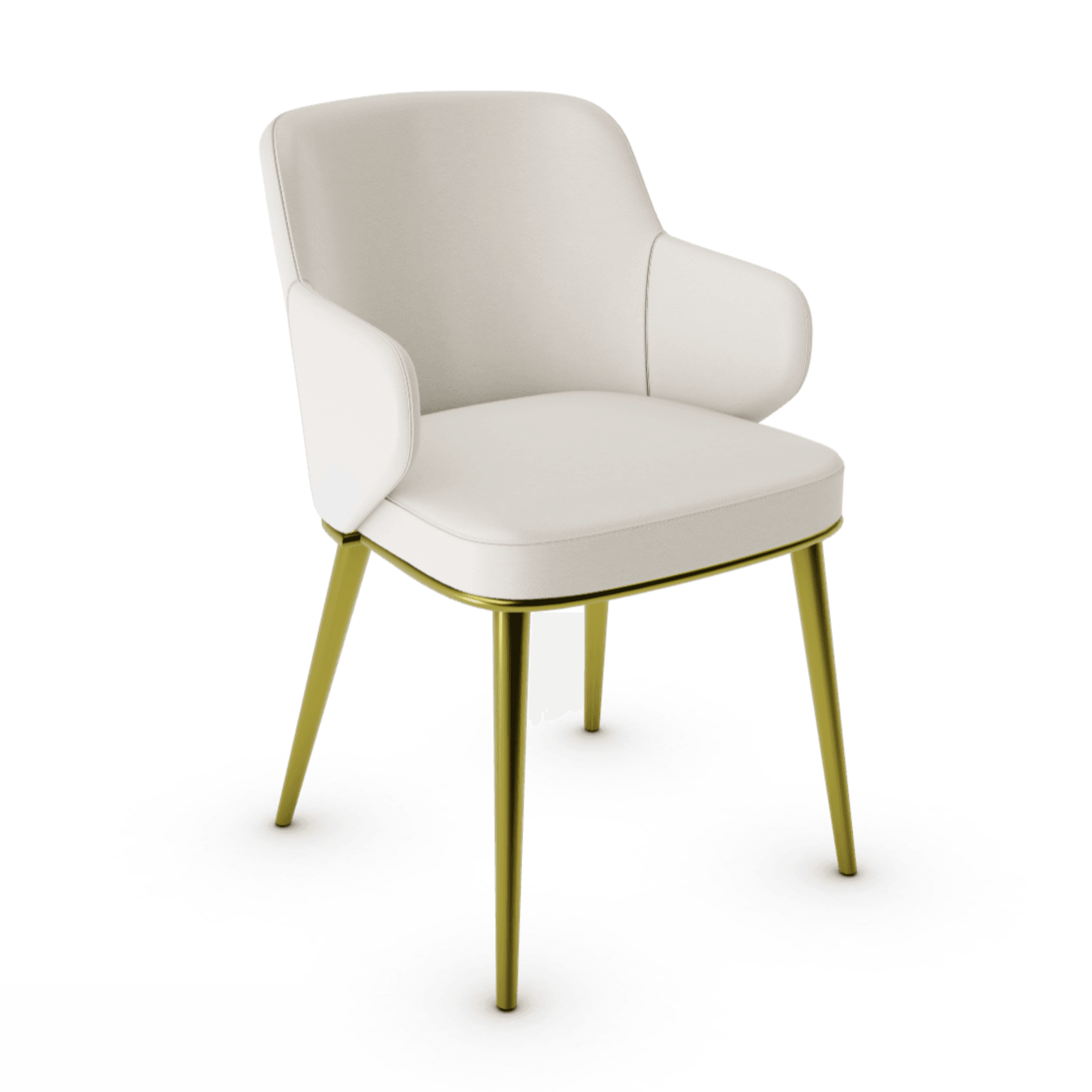 Krzesło skórzane z podłokietnikami FOYER kremowy z metalową podstawą Calligaris metalowa matowy mosiądz Eye on Design