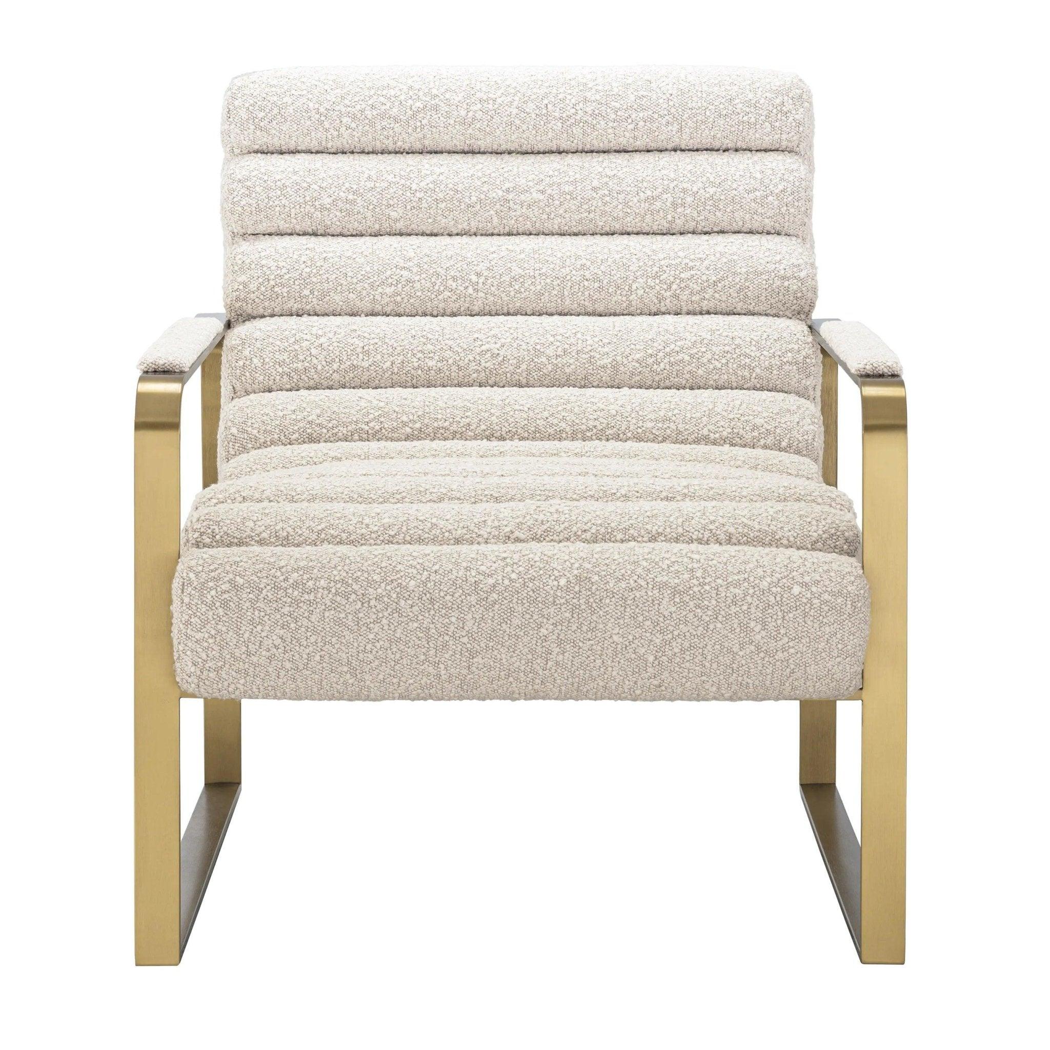 Krzesło w tkaninie boucle OLSEN kremowy z mosiężnym wykończeniem Eichholtz Eye on Design