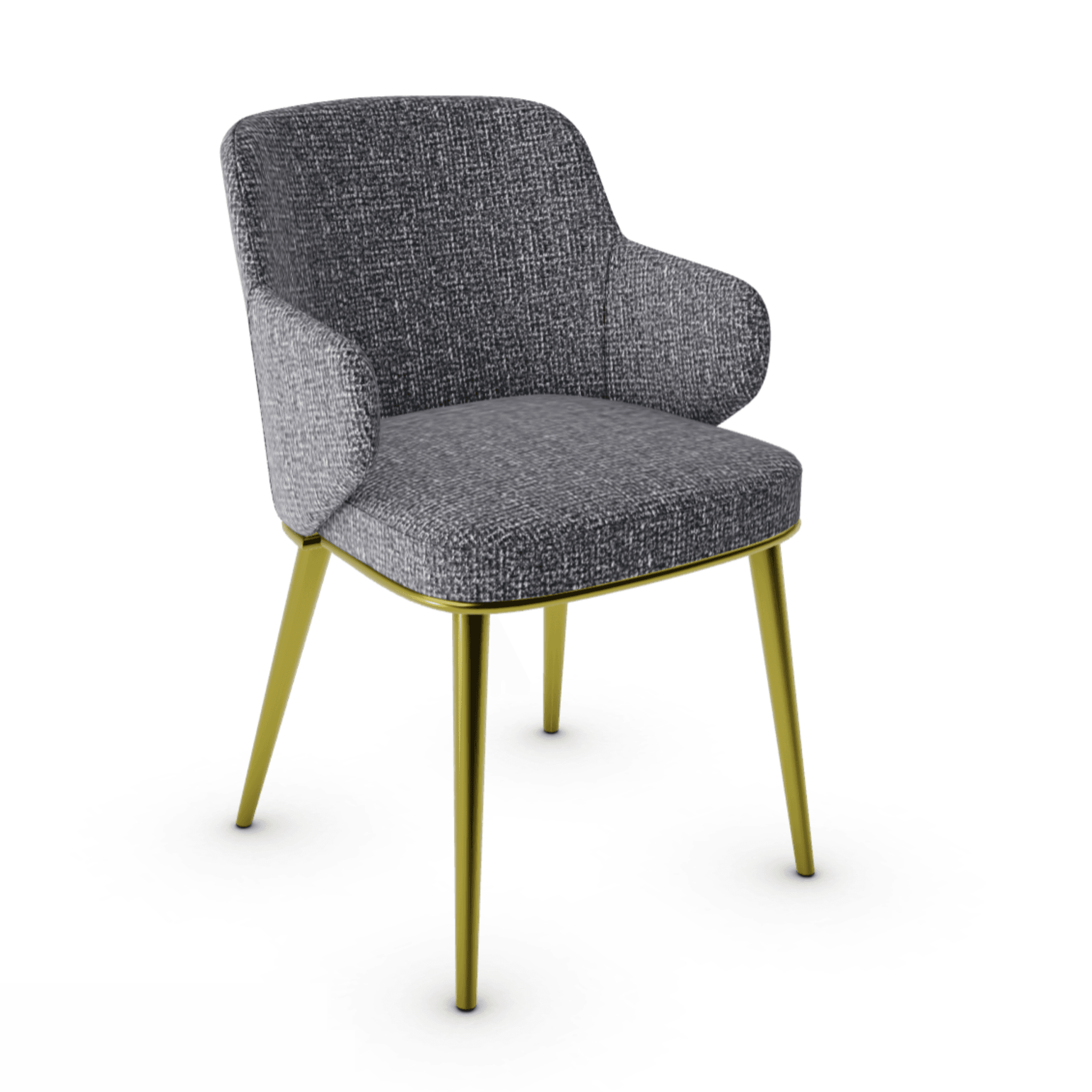 Krzesło z podłokietnikami FOYER boucle antracytowy z metalową podstawą Calligaris metalowa matowy mosiądz Eye on Design