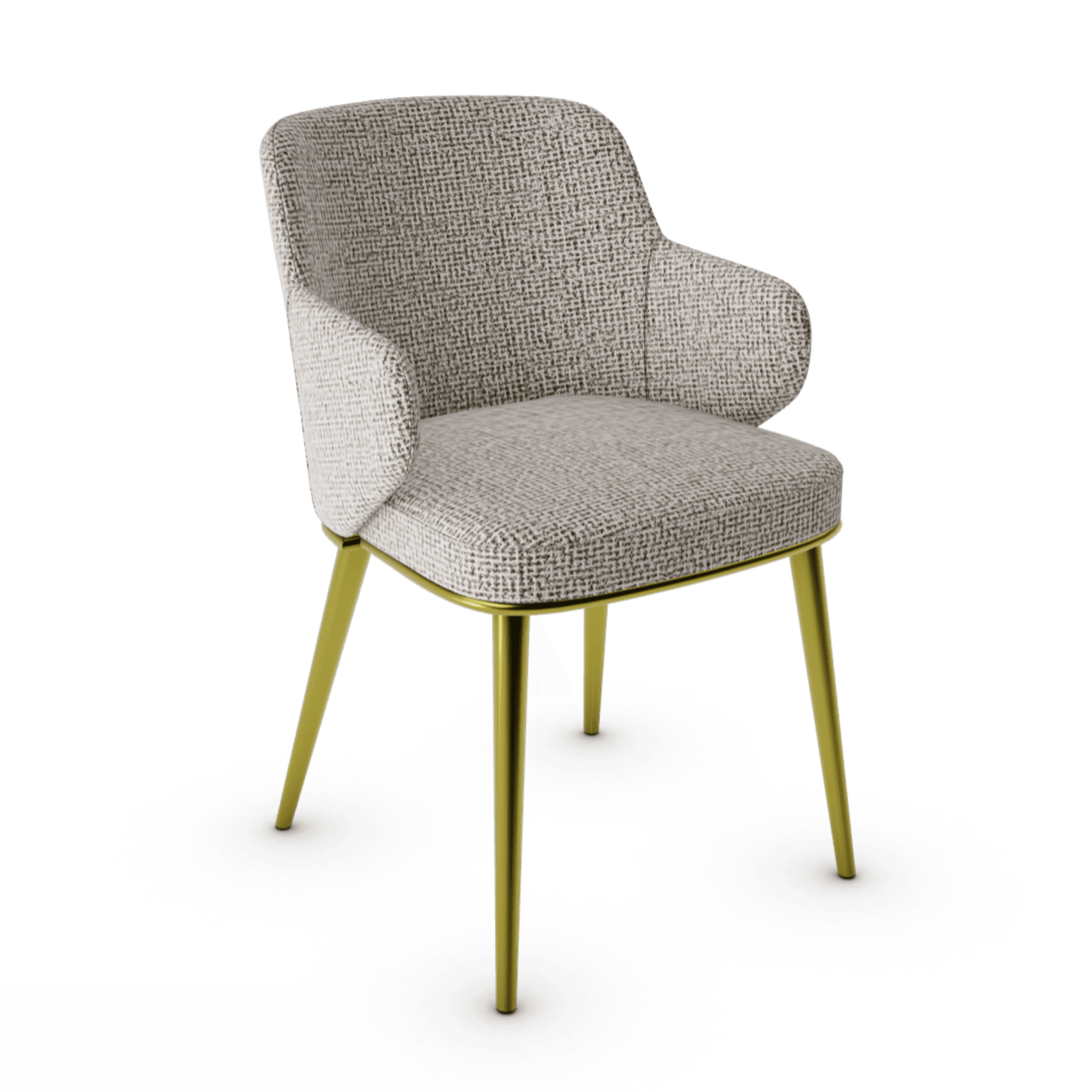 Krzesło z podłokietnikami FOYER boucle beżowy z metalową podstawą Calligaris metalowa matowy mosiądz Eye on Design