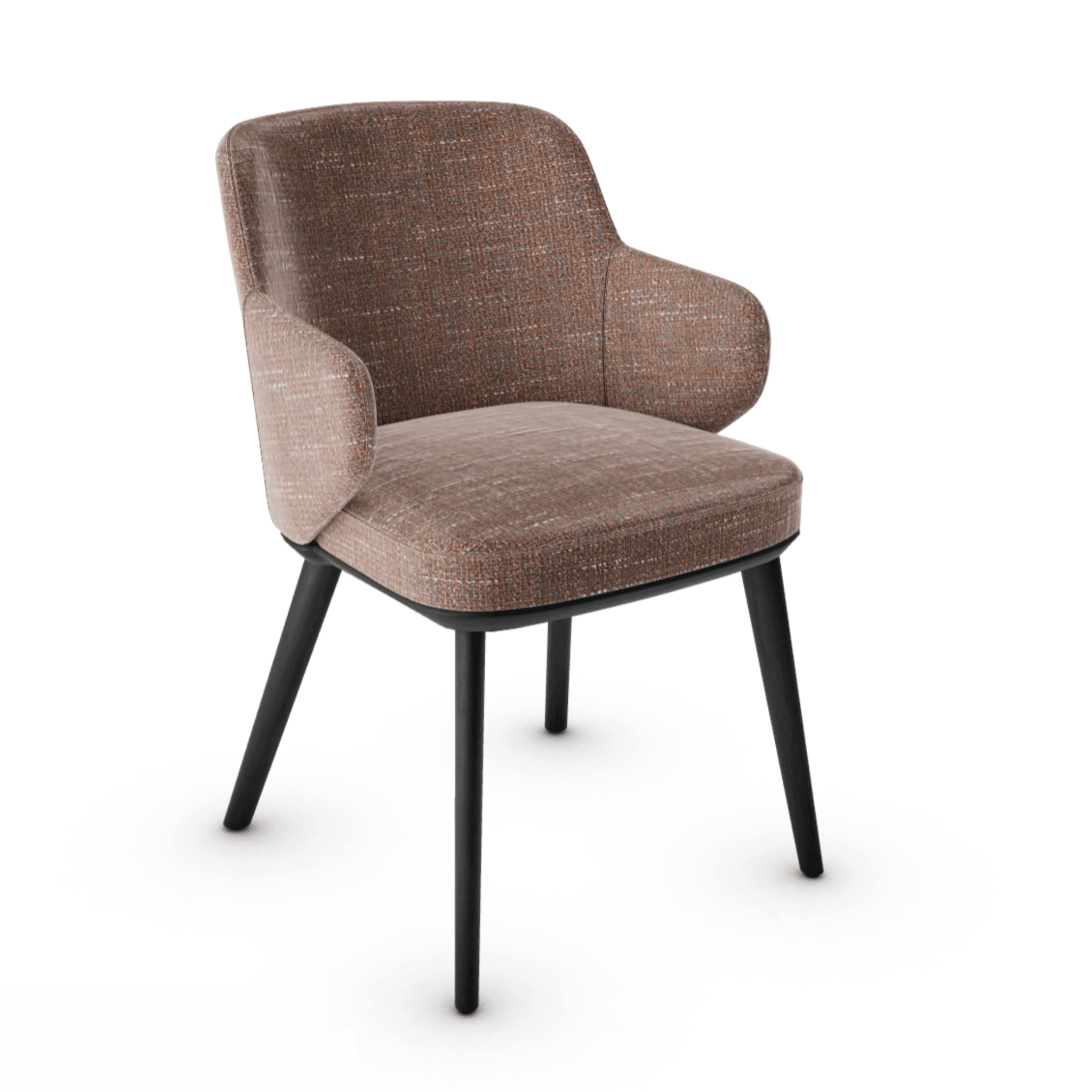 Krzesło z podłokietnikami FOYER boucle ceglany z drewnianą podstawą Calligaris drewniana matowa czerń Eye on Design