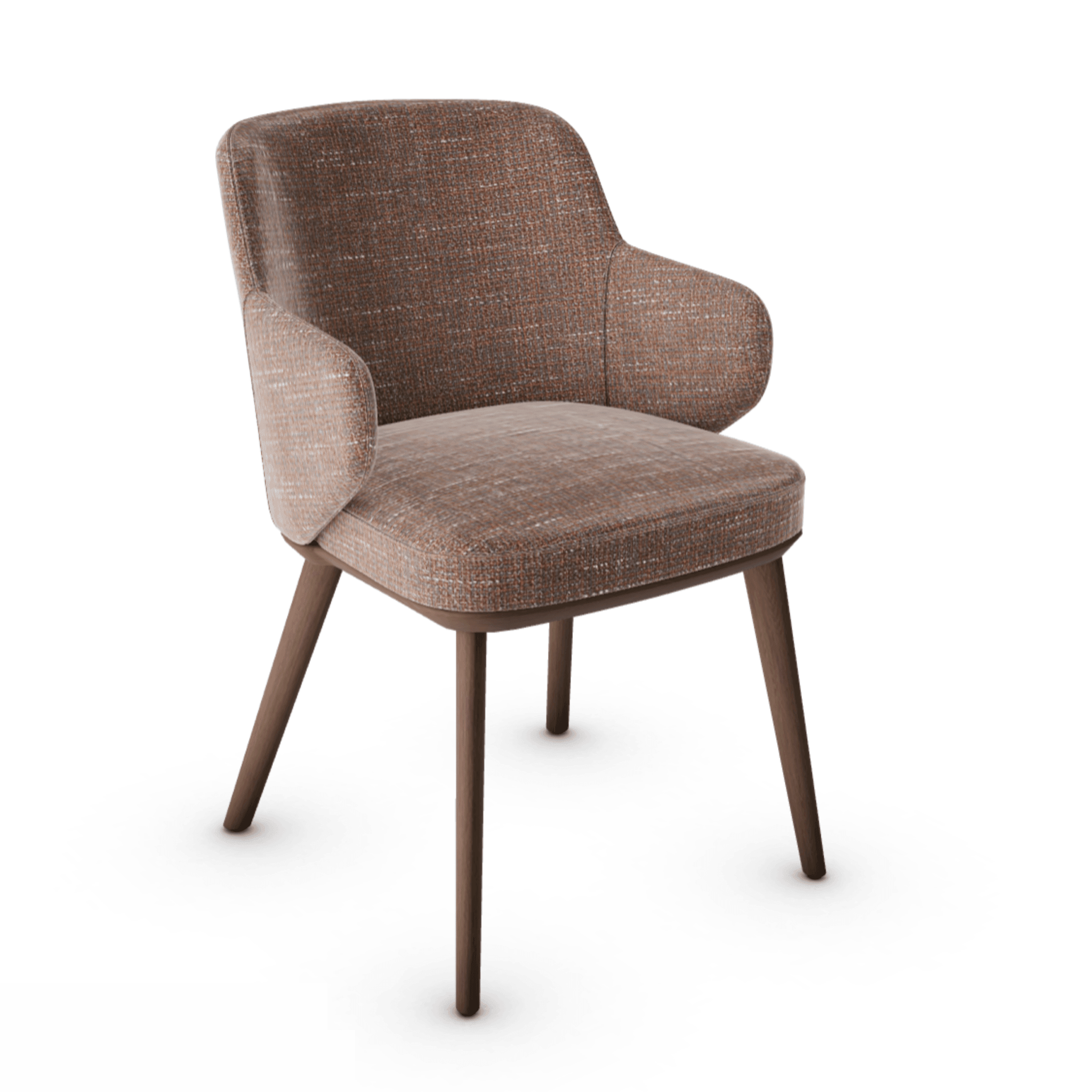 Krzesło z podłokietnikami FOYER boucle ceglany z drewnianą podstawą Calligaris drewniana ciemnobrązowa Eye on Design