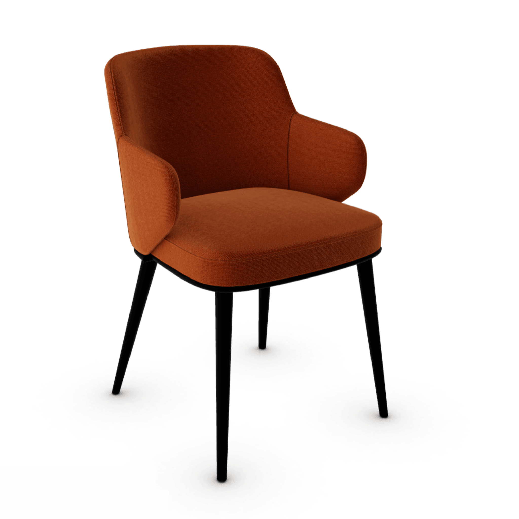 Krzesło z podłokietnikami FOYER ceglany z metalową podstawą Calligaris metalowa matowa czerń Eye on Design