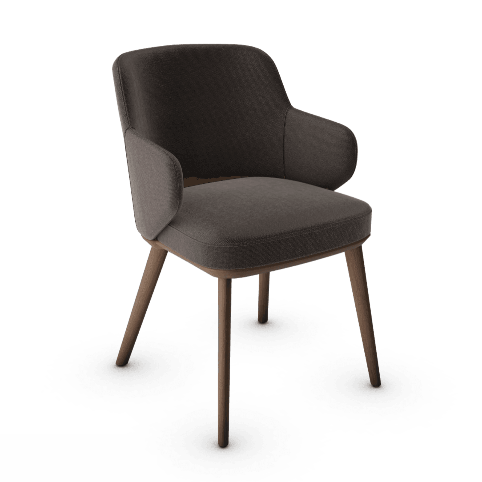 Krzesło z podłokietnikami FOYER ciemnobrązowy z drewnianą podstawą Calligaris drewniana ciemnobrązowa Eye on Design