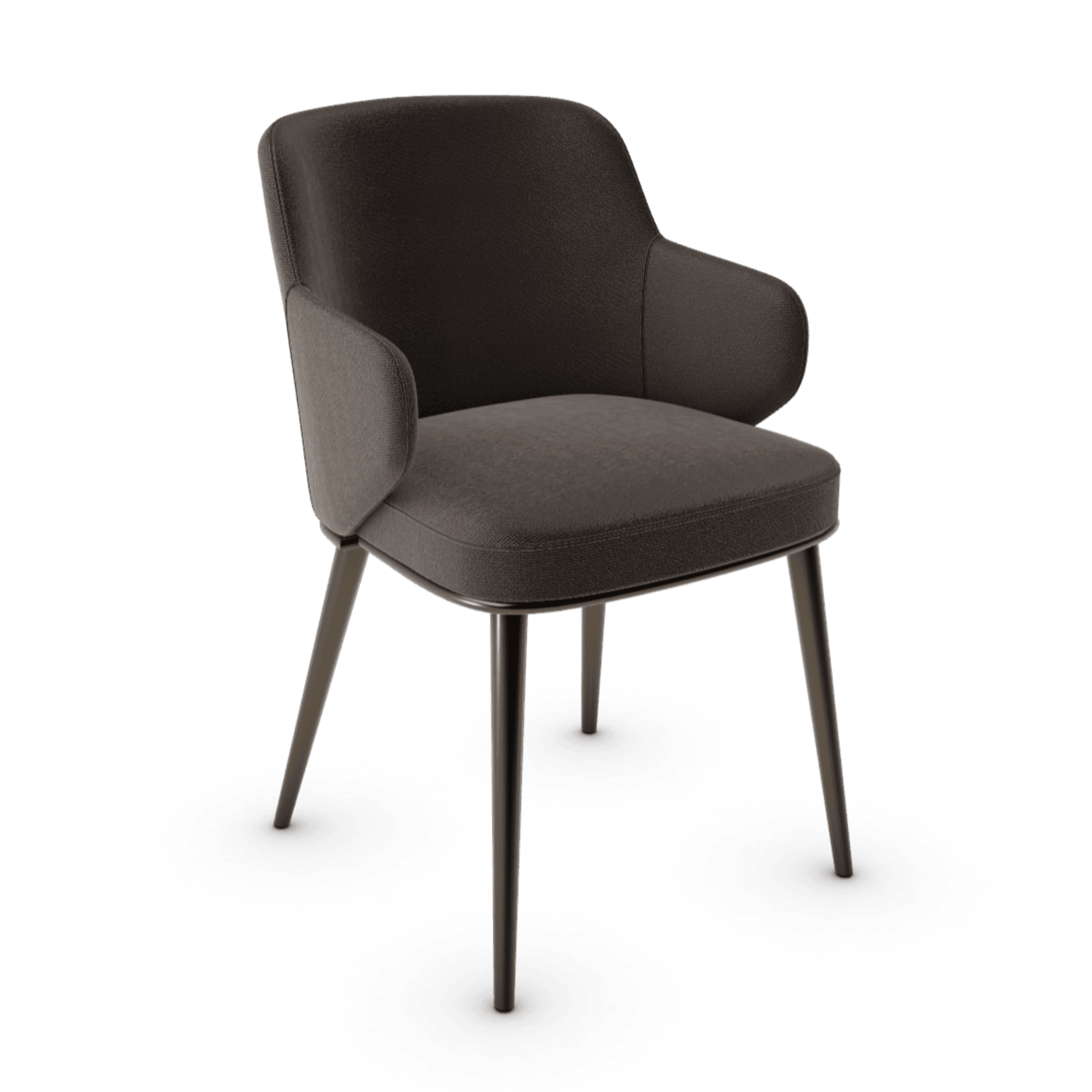 Krzesło z podłokietnikami FOYER ciemnobrązowy z metalową podstawą Calligaris metalowa matowy brąz Eye on Design