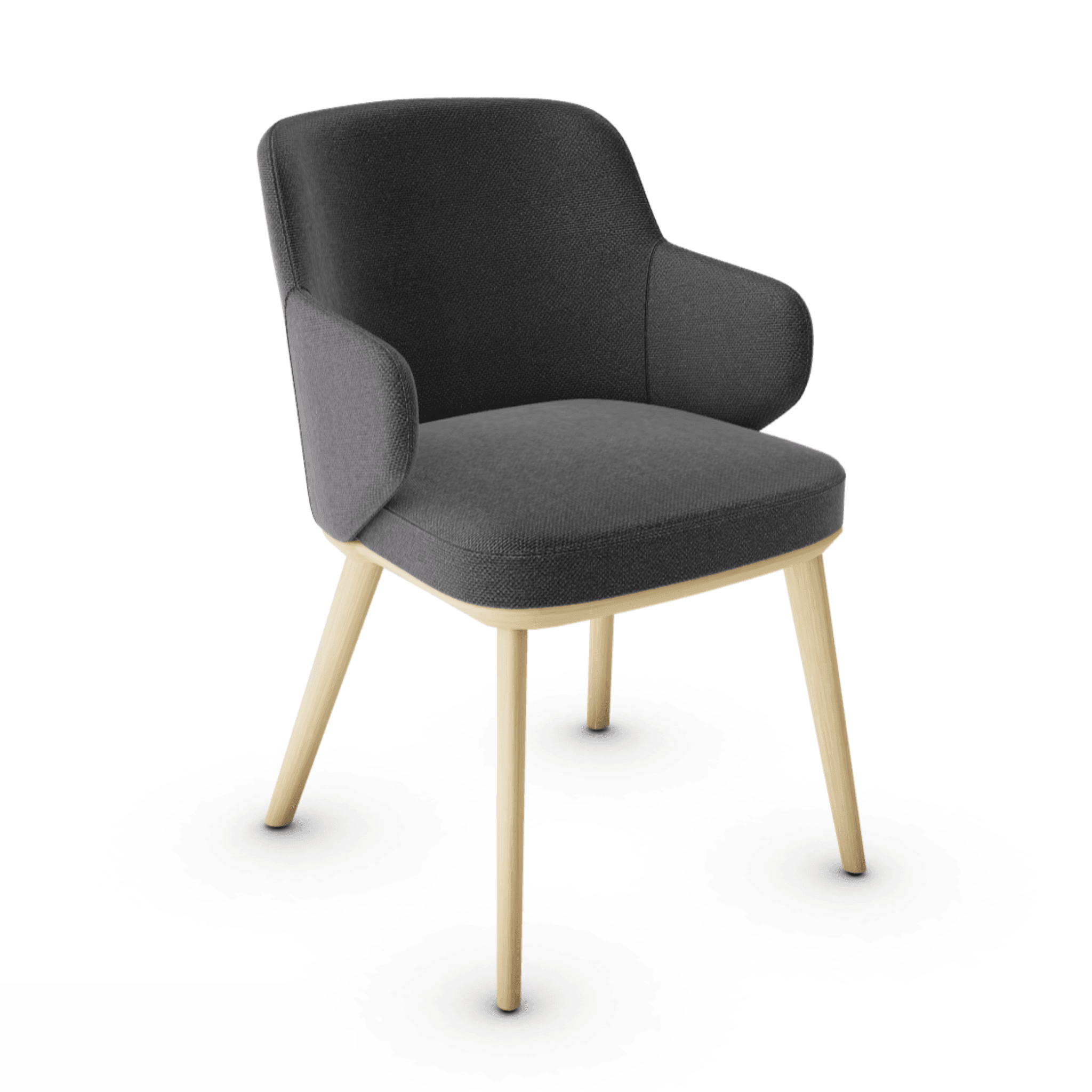 Krzesło z podłokietnikami FOYER ciemnoszary z drewnianą podstawą Calligaris drewniana naturalny dąb Eye on Design