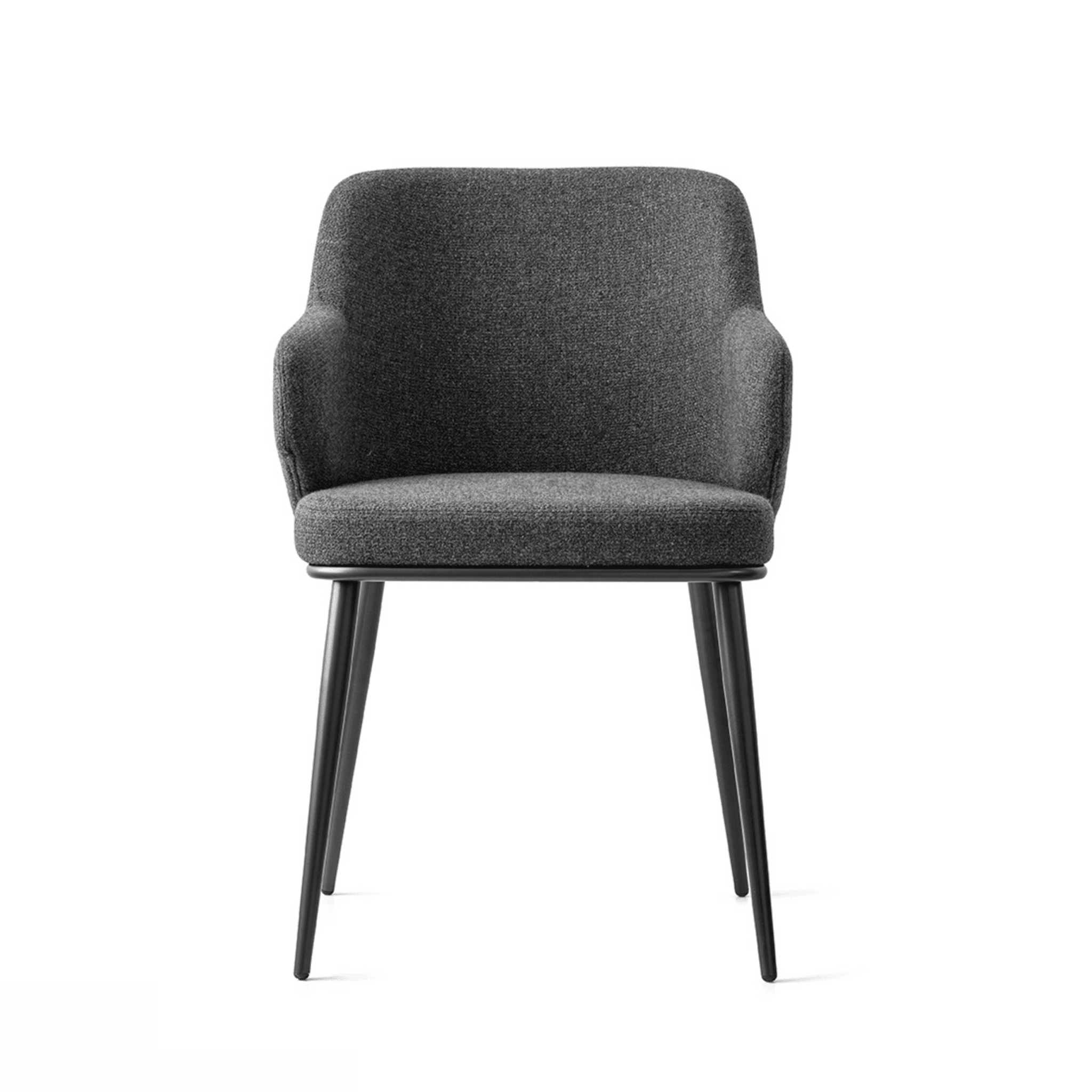 Krzesło z podłokietnikami FOYER ciemnoszary z metalową podstawą Calligaris metalowa matowa czerń Eye on Design