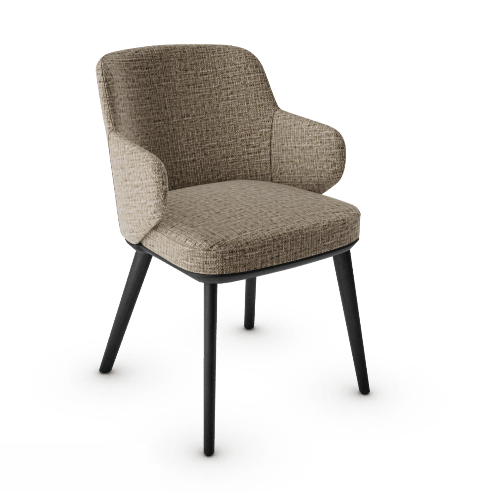 Krzesło z podłokietnikami FOYER melanż beżowy z drewnianą podstawą Calligaris drewniana matowa czerń Eye on Design