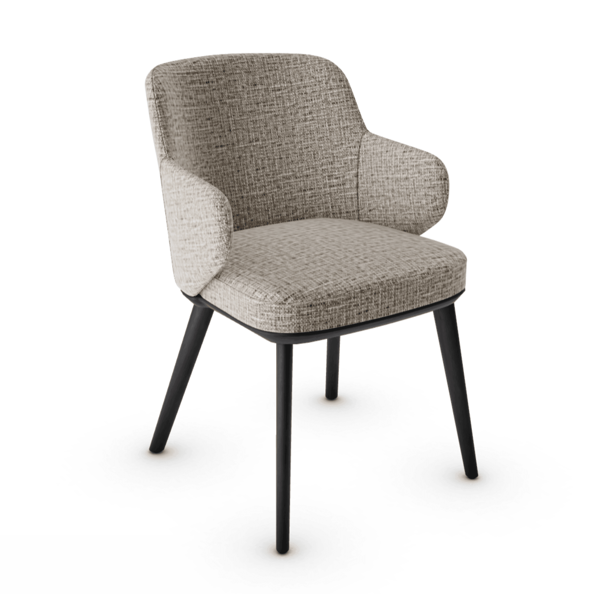 Krzesło z podłokietnikami FOYER melanż piaskowy z drewnianą podstawą Calligaris drewniana matowa czerń Eye on Design