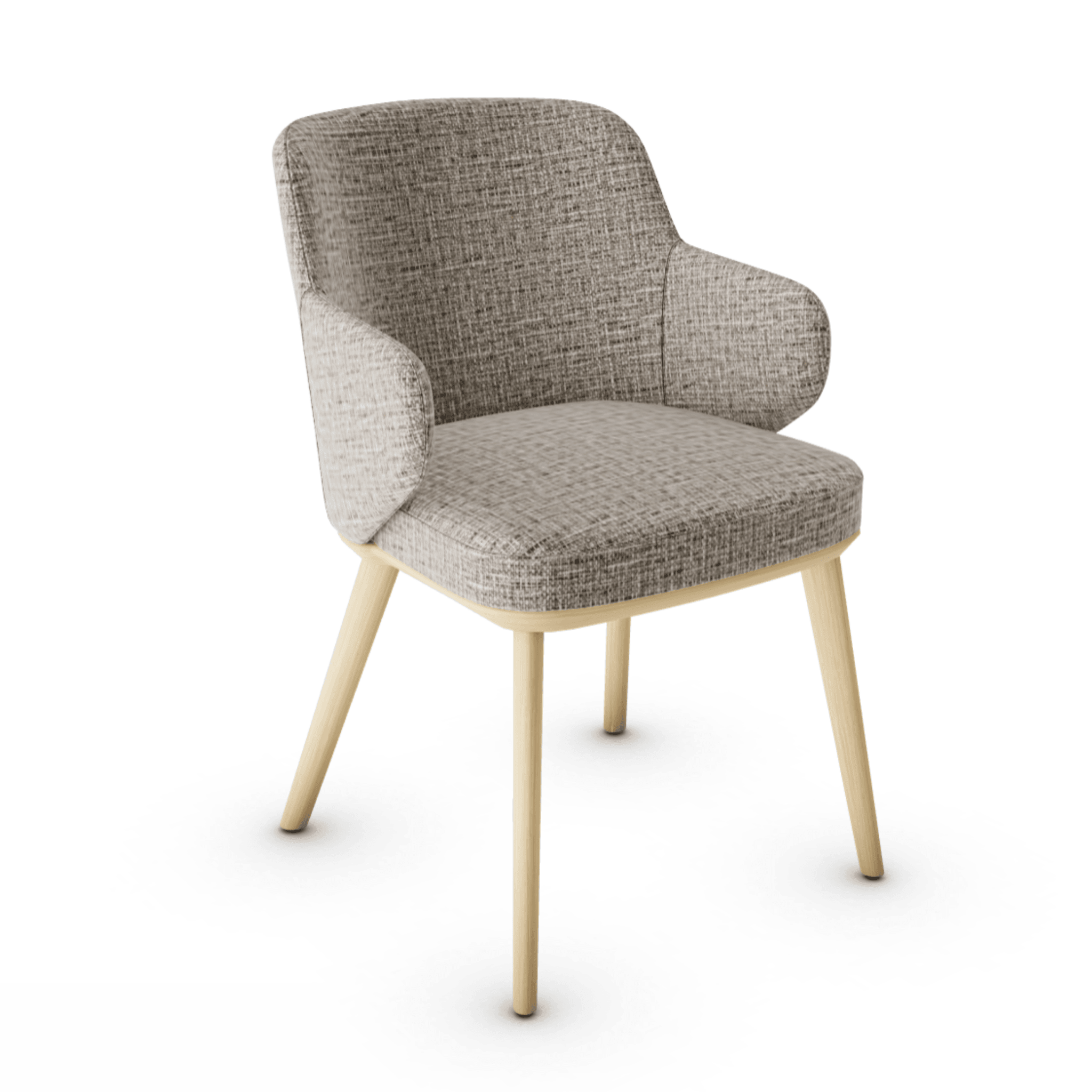 Krzesło z podłokietnikami FOYER melanż piaskowy z drewnianą podstawą Calligaris drewniana naturalny dąb Eye on Design