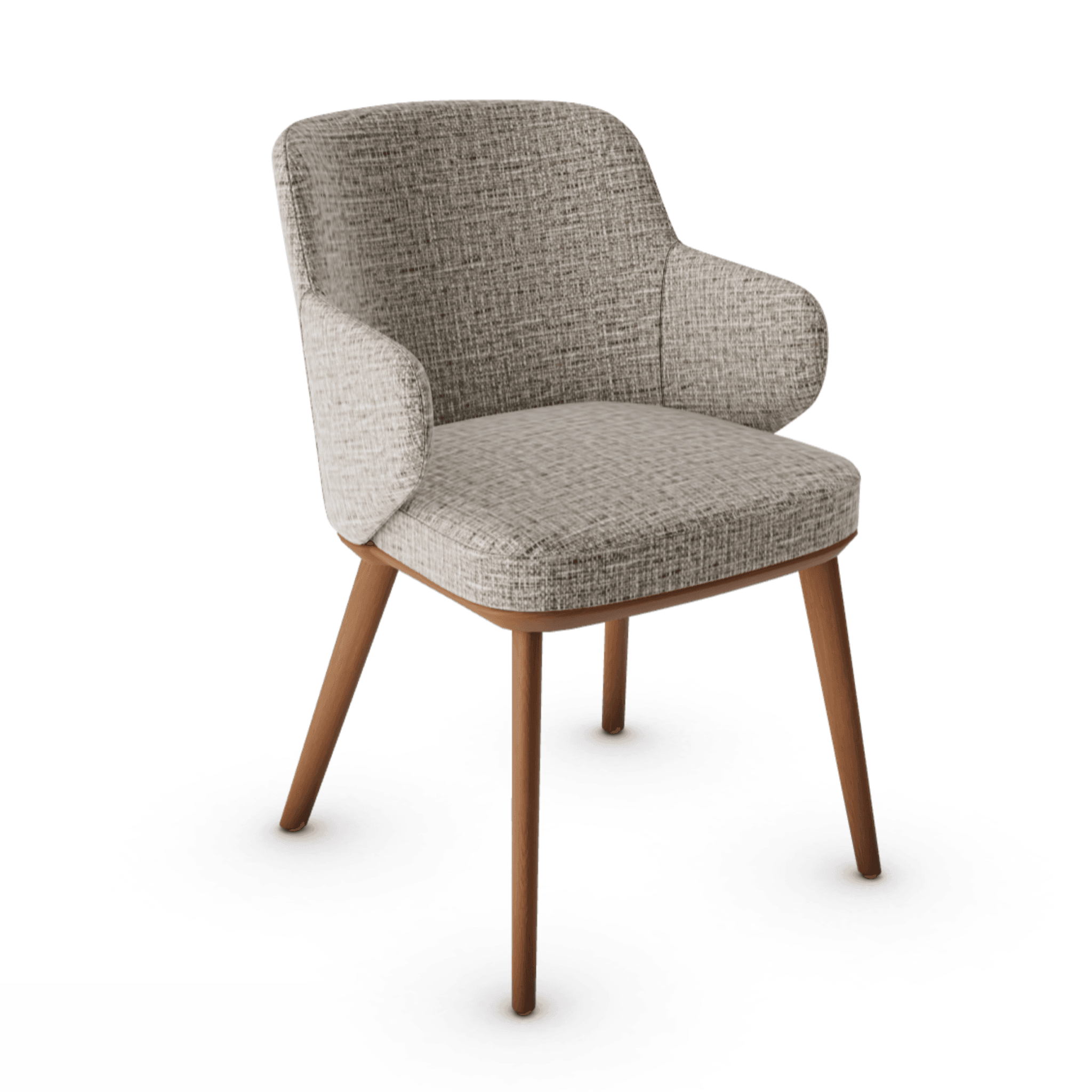 Krzesło z podłokietnikami FOYER melanż piaskowy z drewnianą podstawą Calligaris drewniana orzech włoski Eye on Design