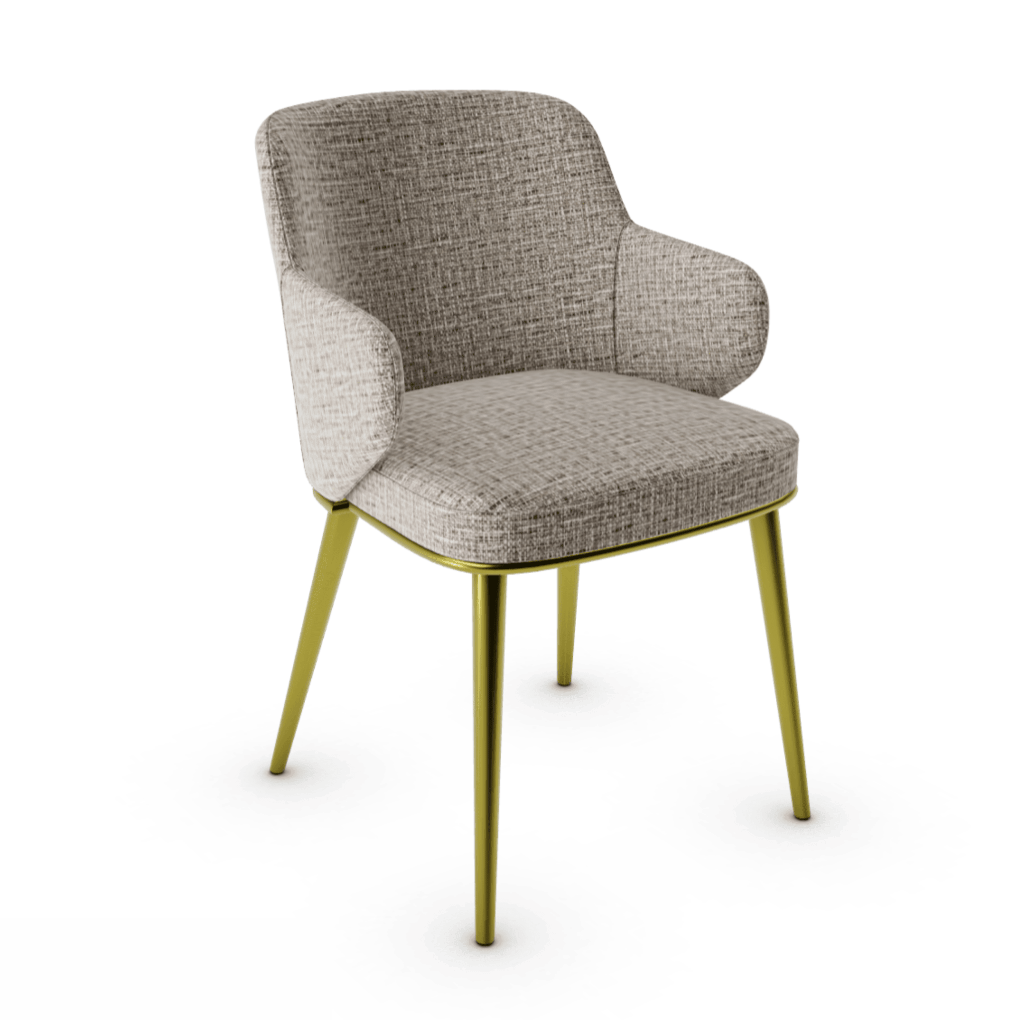 Krzesło z podłokietnikami FOYER melanż piaskowy z metalową podstawą Calligaris metalowa matowy mosiądz Eye on Design