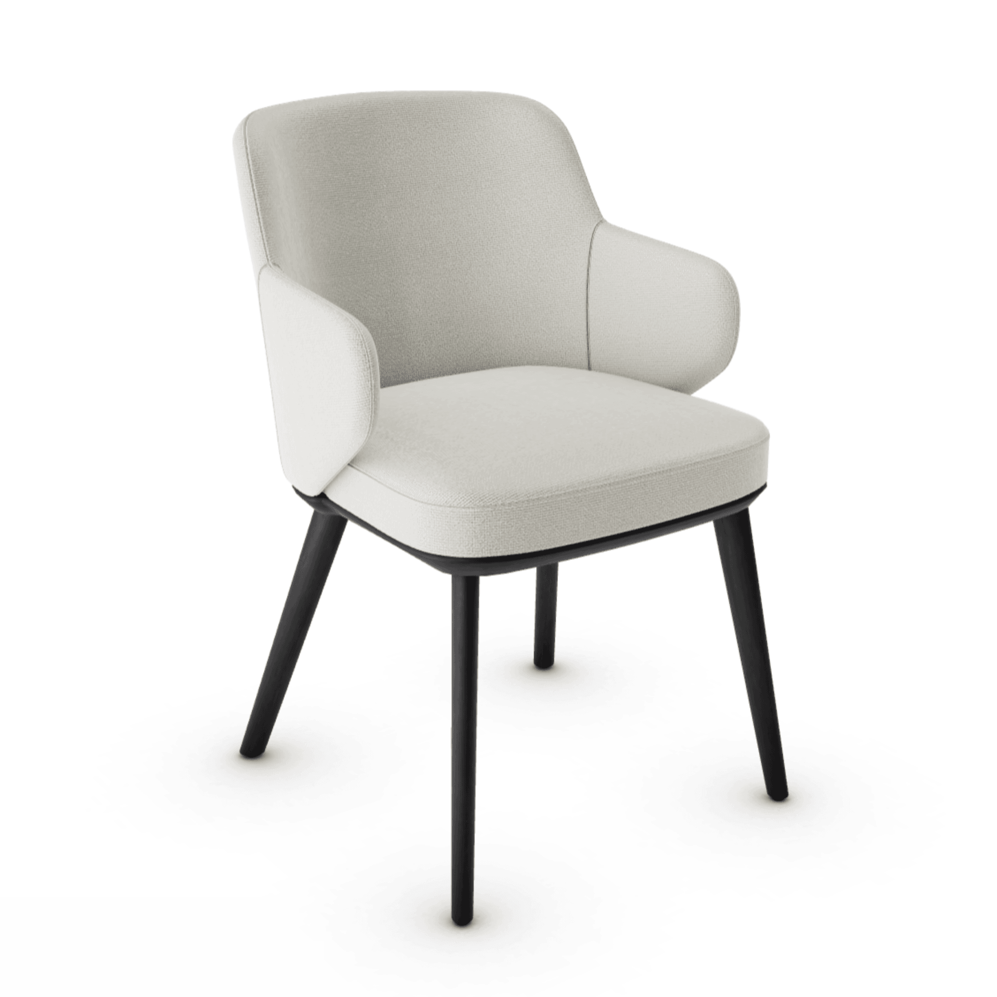 Krzesło z podłokietnikami FOYER piaskowy z drewnianą podstawą Calligaris drewniana matowa czerń Eye on Design