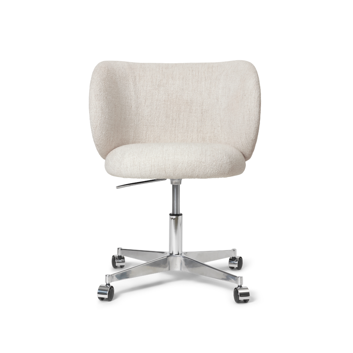 RICO Bouclé Office Chair with Armrests in Broken White