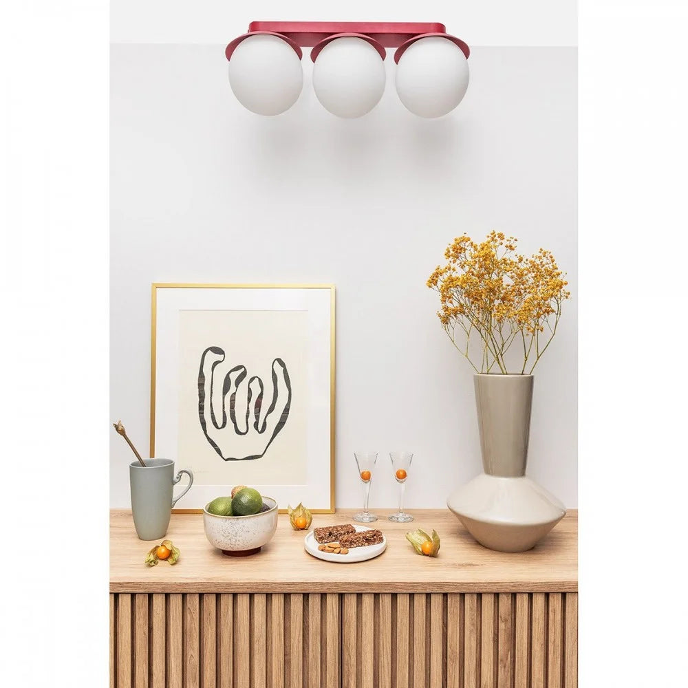 Stropní lampa KUUL TRIO burgundská