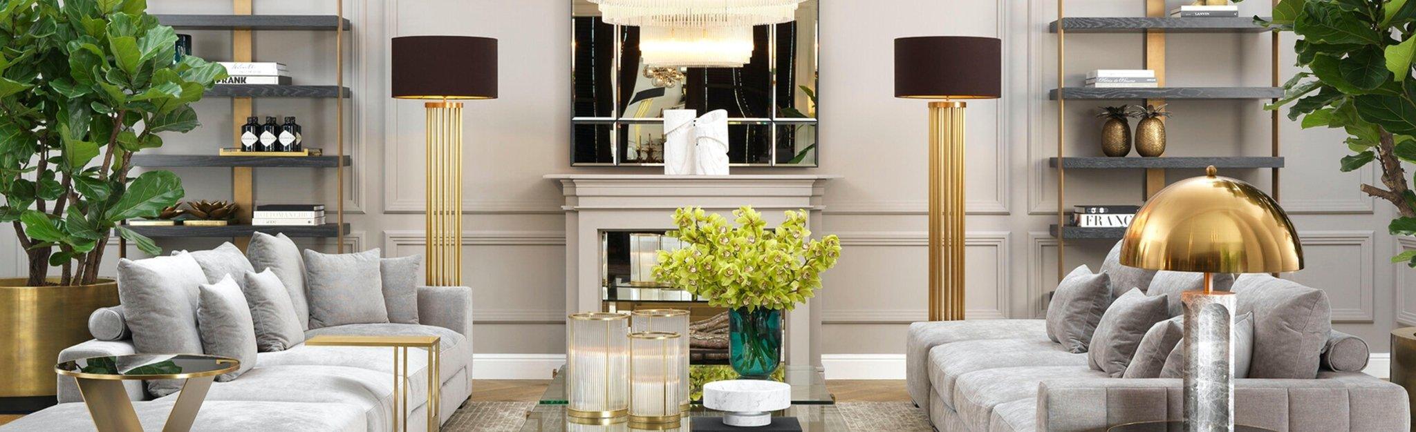 Lampa podłogowa CONDO mosiężny z czarnym kloszem Eichholtz Eye on Design