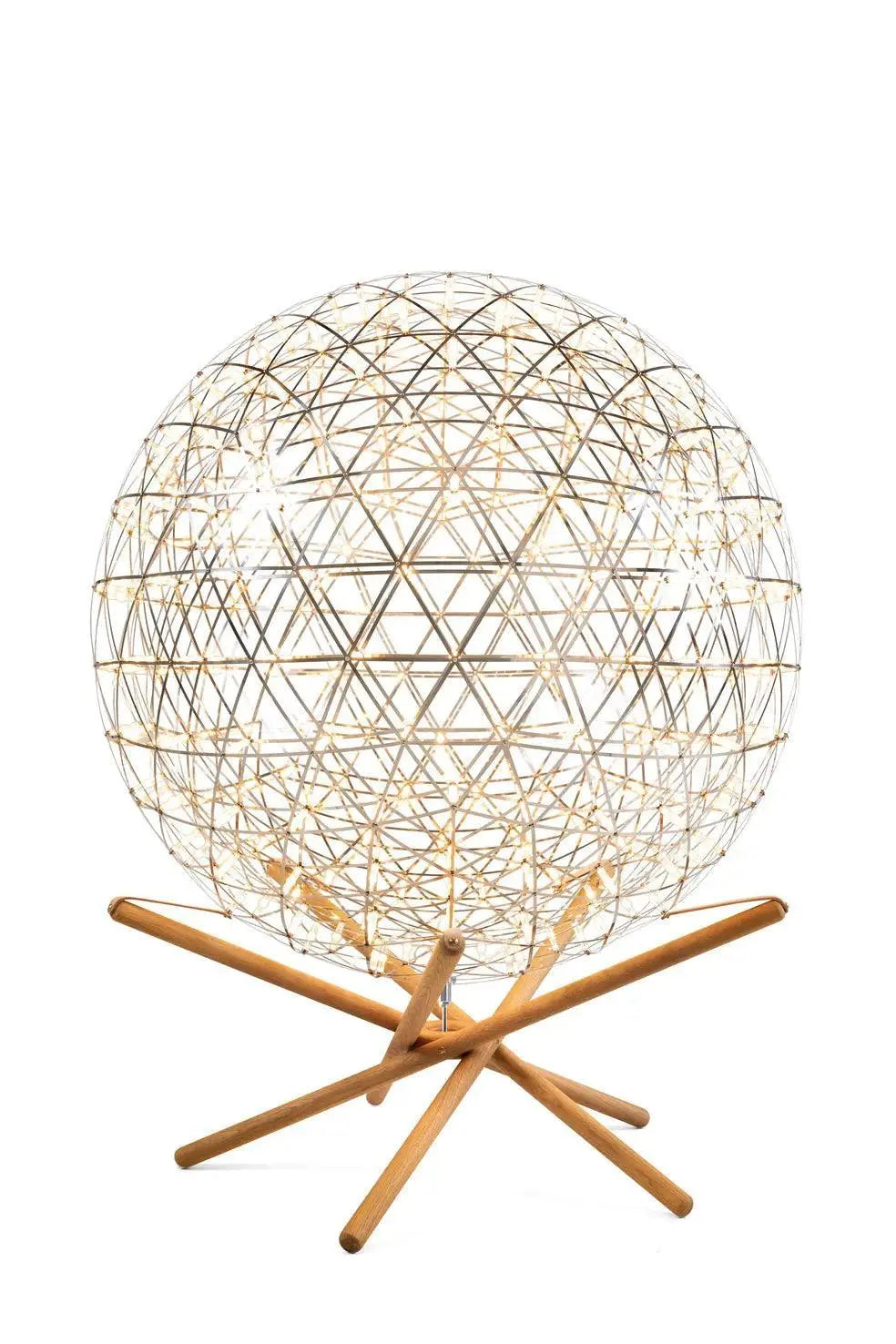 Lampa podłogowa RAIMOND II TENSEGRITY stal nierdzewna – drewno i metal