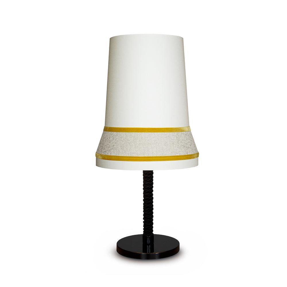 Lampa stołowa AUDREY biały z musztardowym wykończeniem Contardi L bez opcji ściemniania Eye on Design