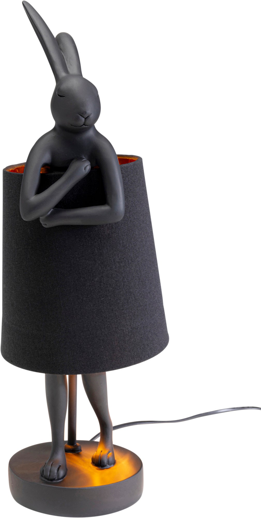 Černá stolní lampa ve tvaru králíka