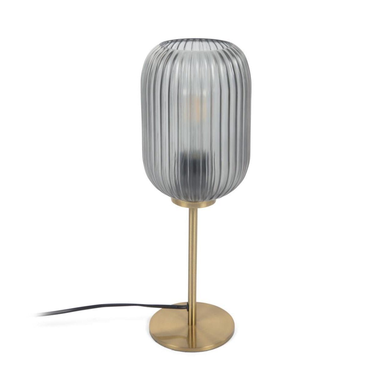 Lampa stołowa HESTIA mosiądz z szarym szkłem La Forma Eye on Design