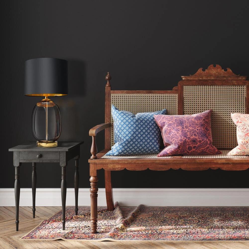 Lampa stołowa SALVADOR dymione szkło z czarnym kloszem Kaspa Eye on Design