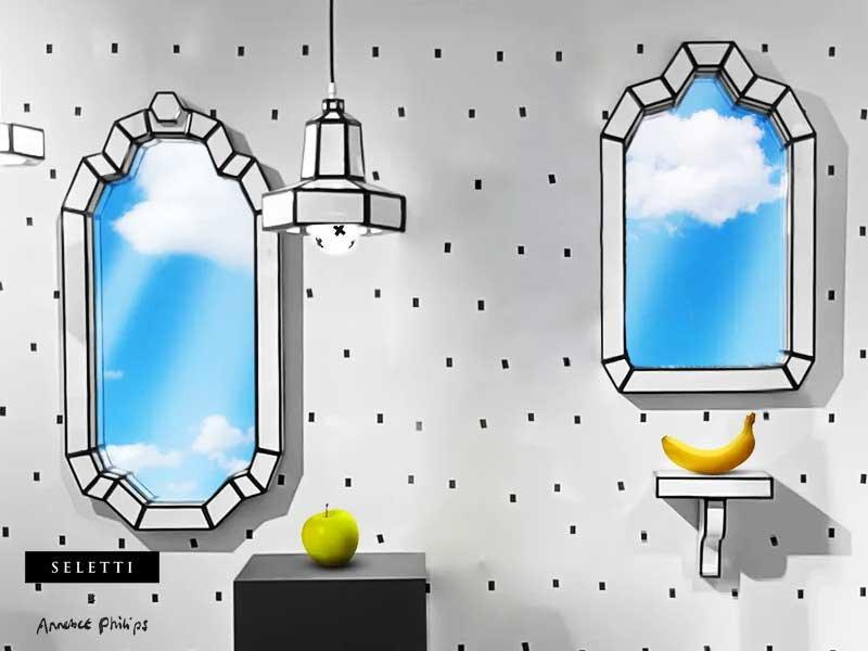 Lampa wisząca CUT 'N PASTE biały z czarną obramówką Seletti Eye on Design