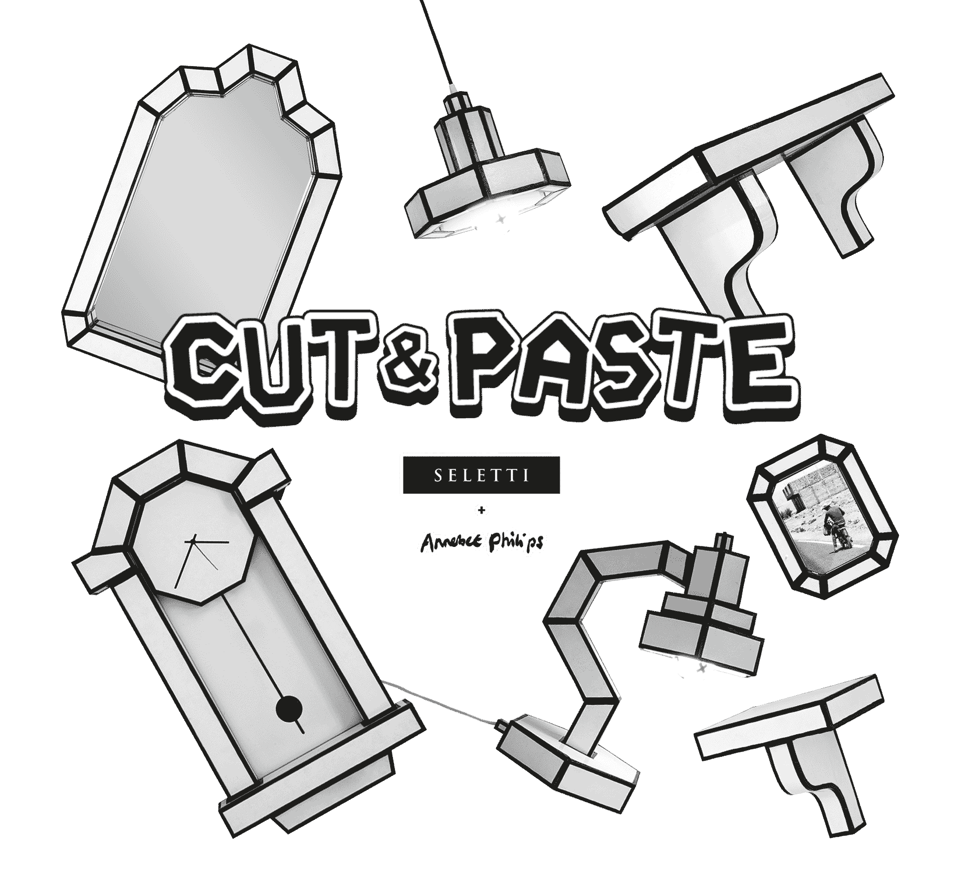 Lampa wisząca CUT 'N PASTE biały z czarną obramówką Seletti Eye on Design