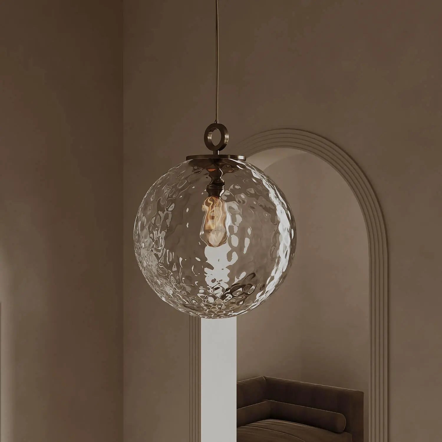 Lampa wisząca KULA REFLEKSYJNA nikiel – szkło, Embassy Interiors