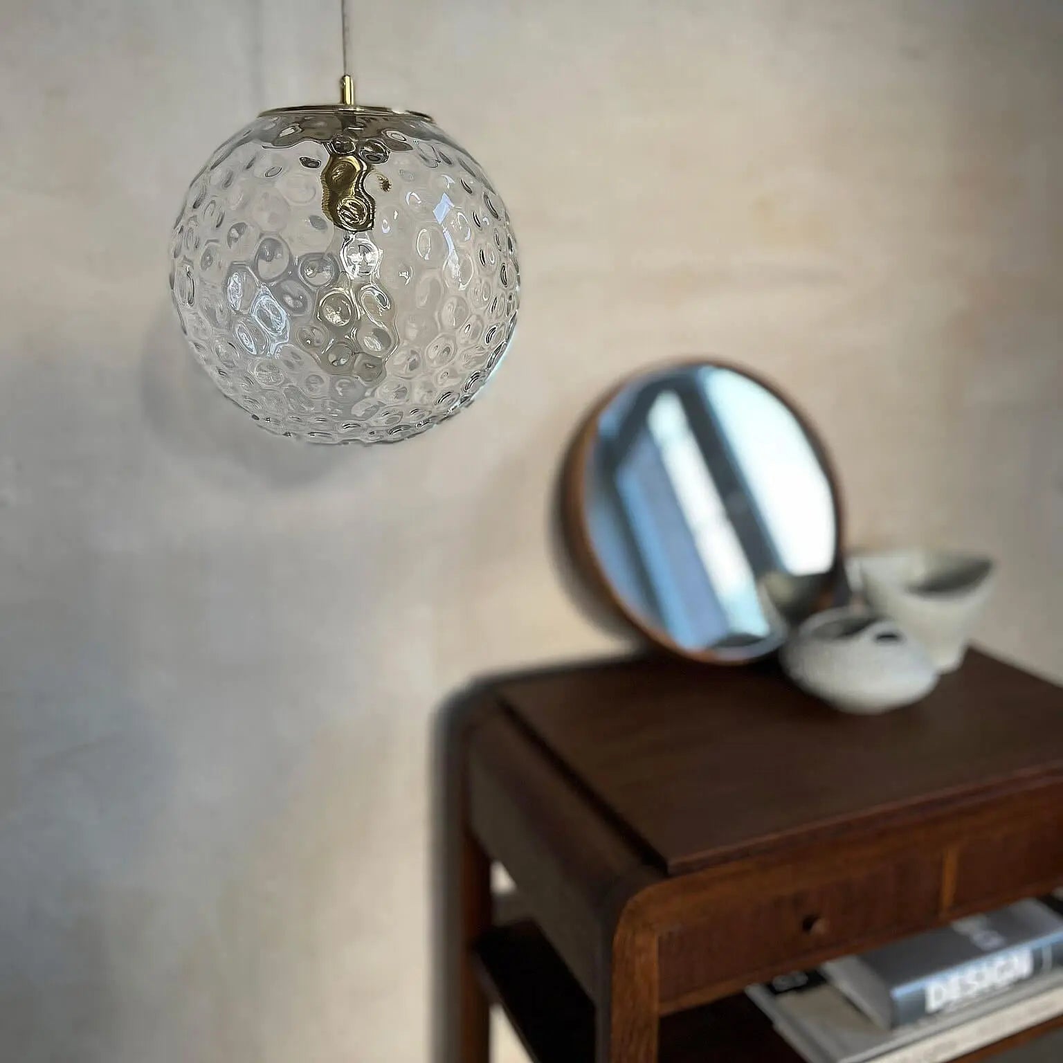 Lampa wisząca KULA REFLEKSYJNA nikiel – szkło
