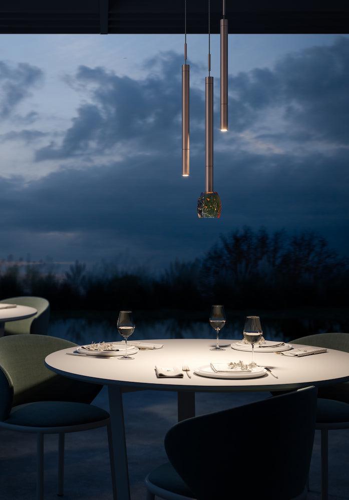 Lampa wisząca zewnętrzna TENEBRA BATTERY różowe złoto Contardi Eye on Design