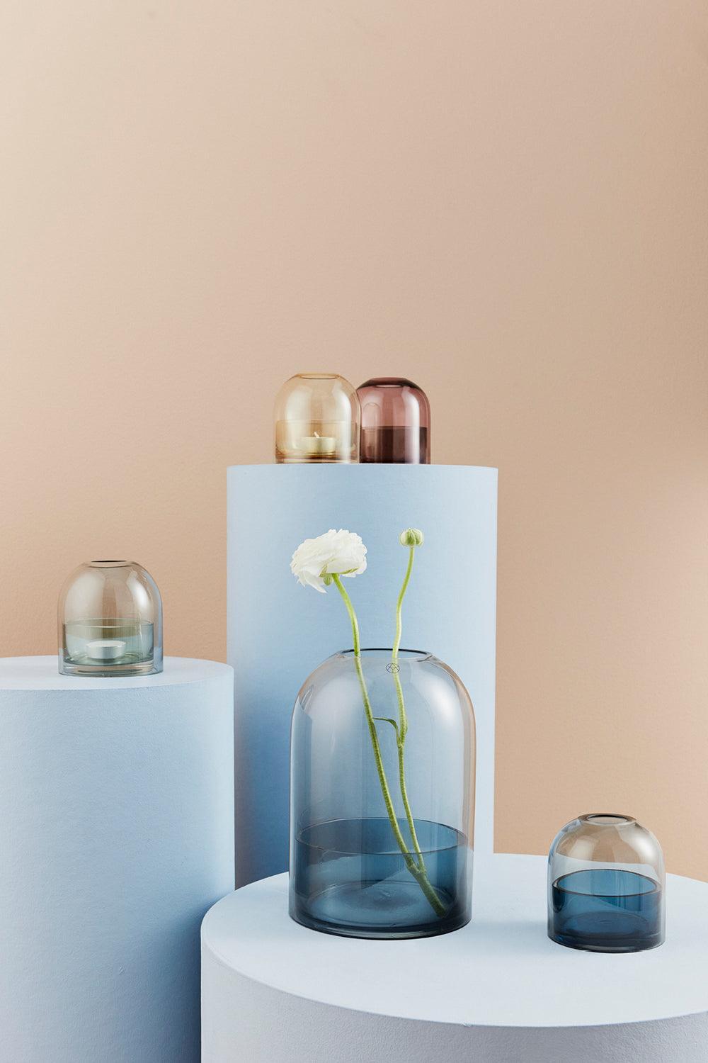 Lampion na tealight TOTA niebieskie szkło AYTM Eye on Design