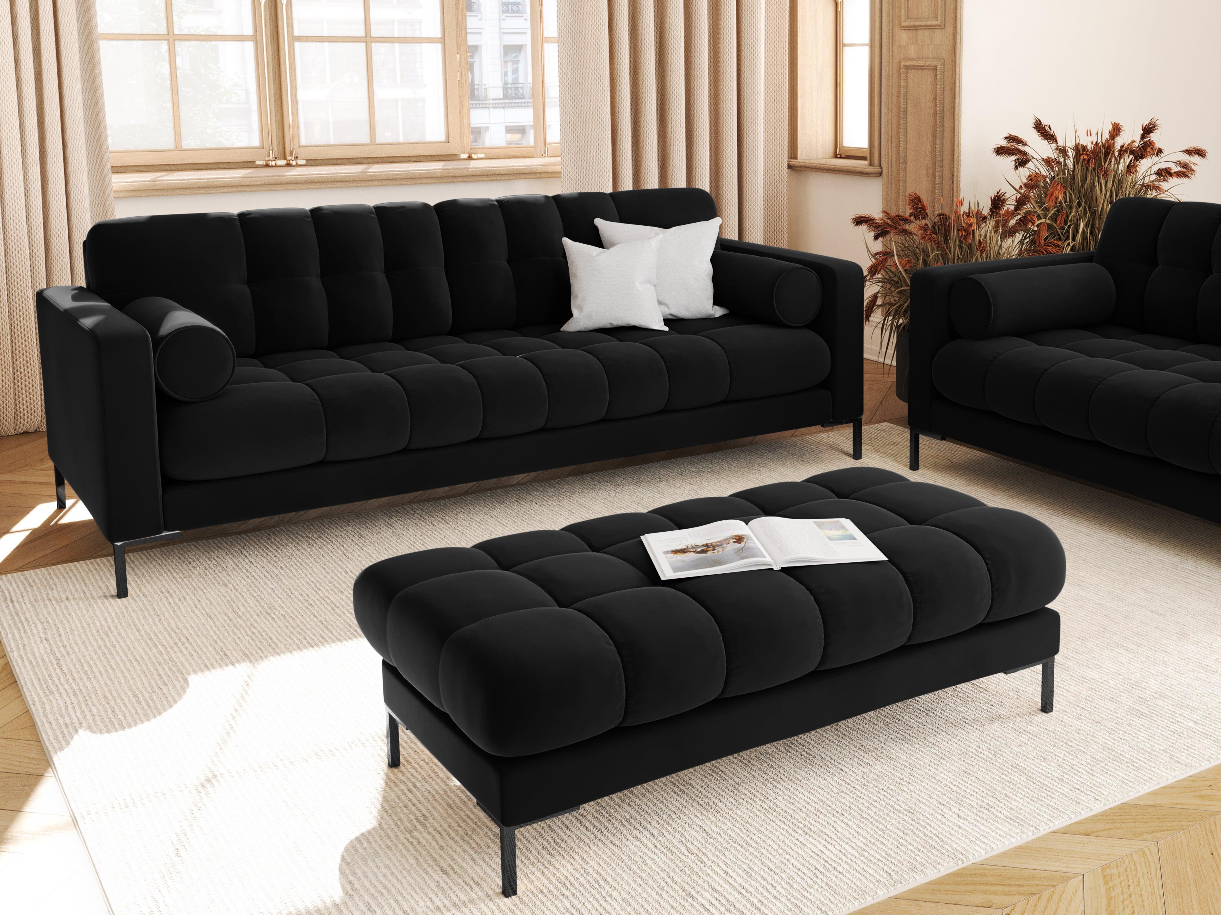 Ławka aksamitna BALI czarny z czarną podstawą Cosmopolitan Design Eye on Design