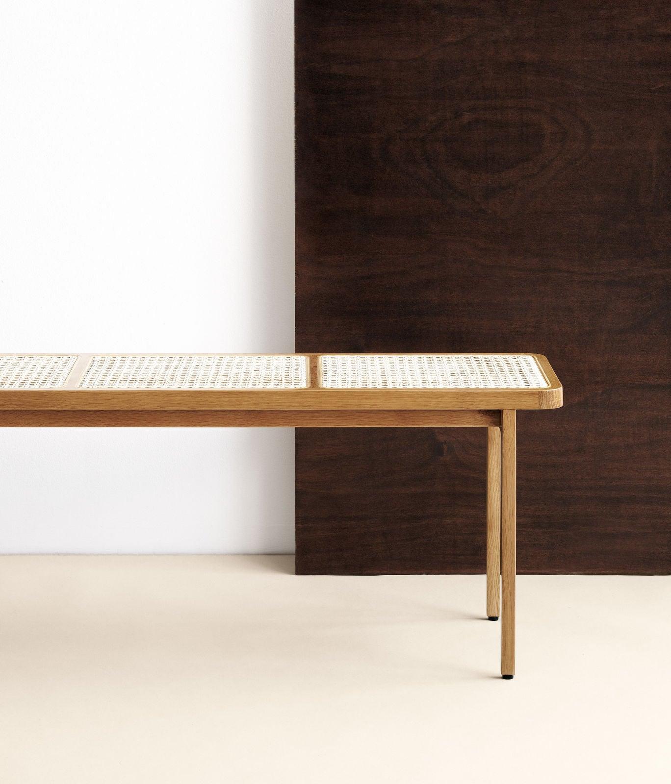 Ławka LE ROI dębowy z rattanem NORR11 Eye on Design