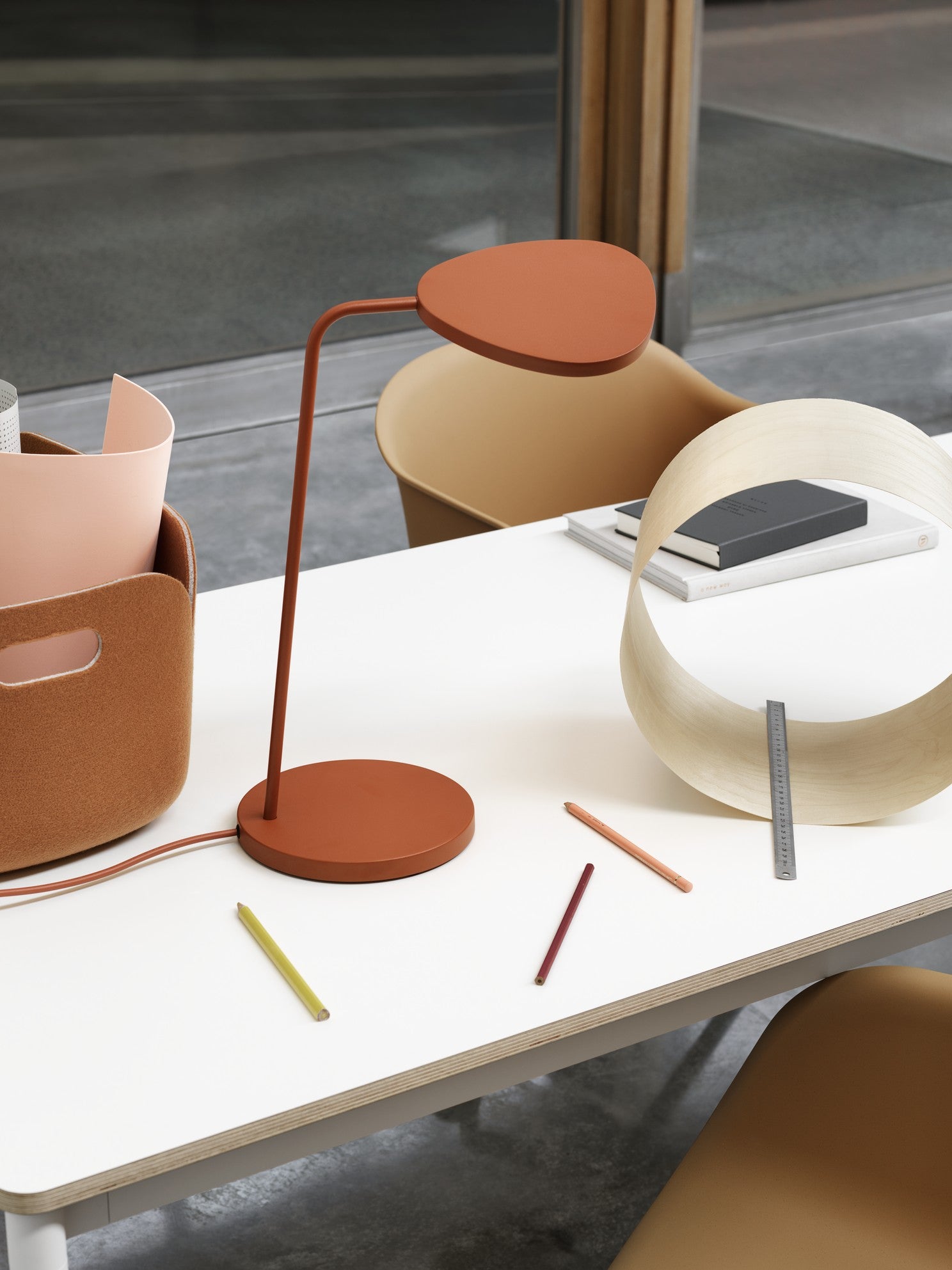 FIBER White Swivel Chair with Armrests