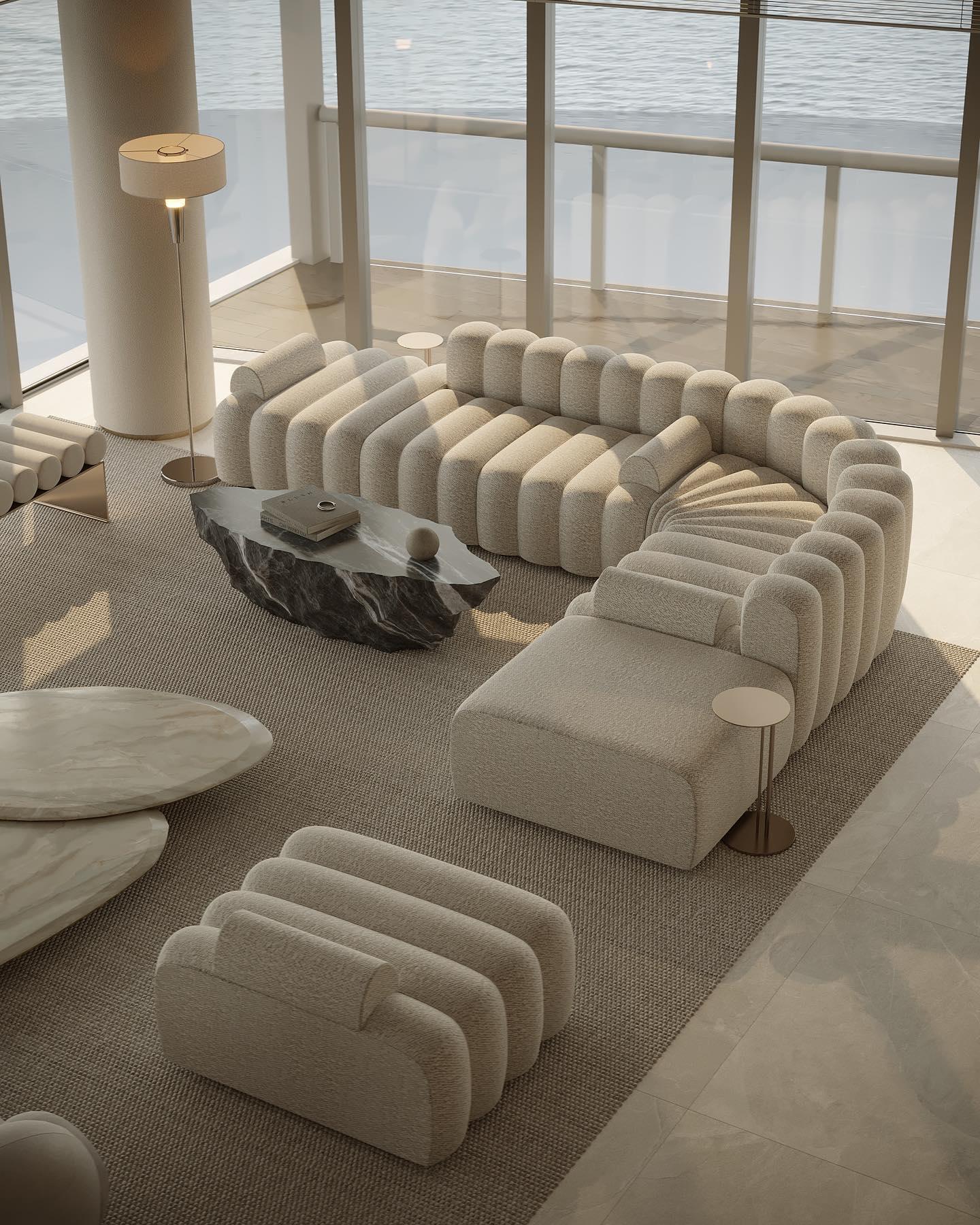 Leżanka modułowa STUDIO boucle beżowy NORR11 Eye on Design