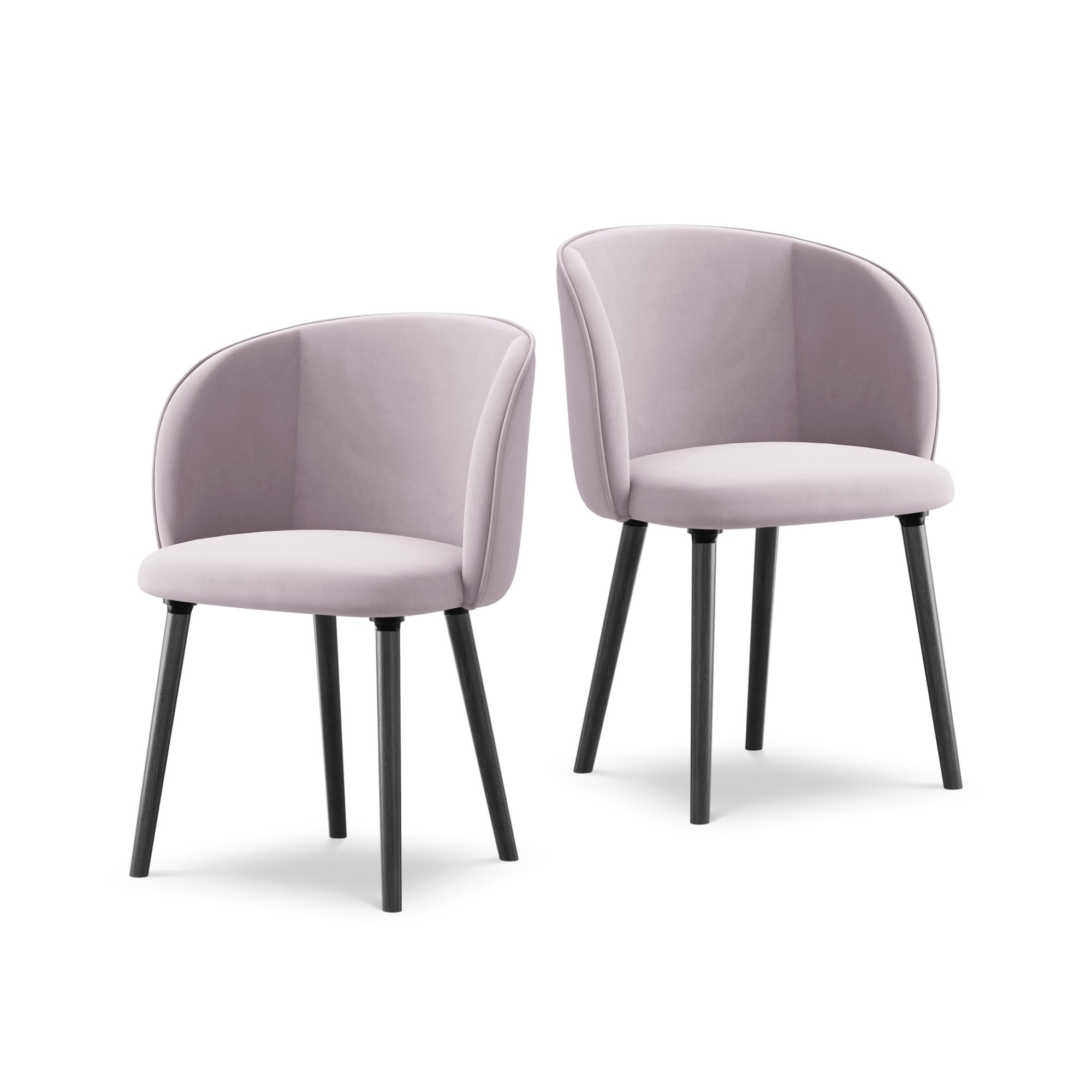 Velvet Chair MAIA in Lavender with Black Oak Base