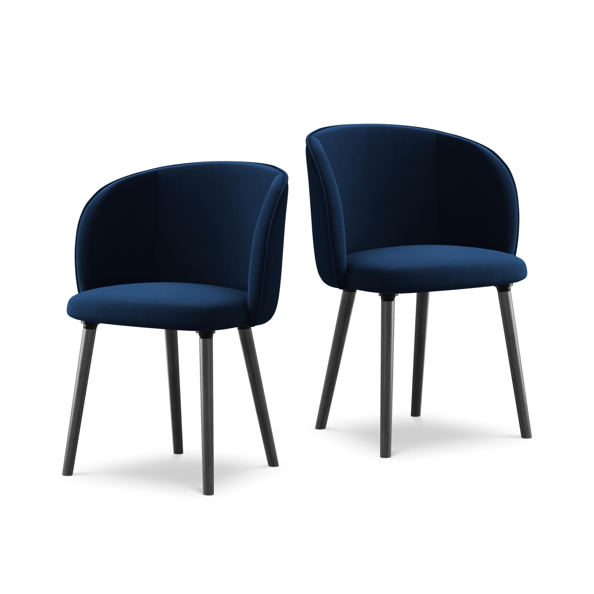 Velvet Chair MAIA Royal Blue with Black Oak Base