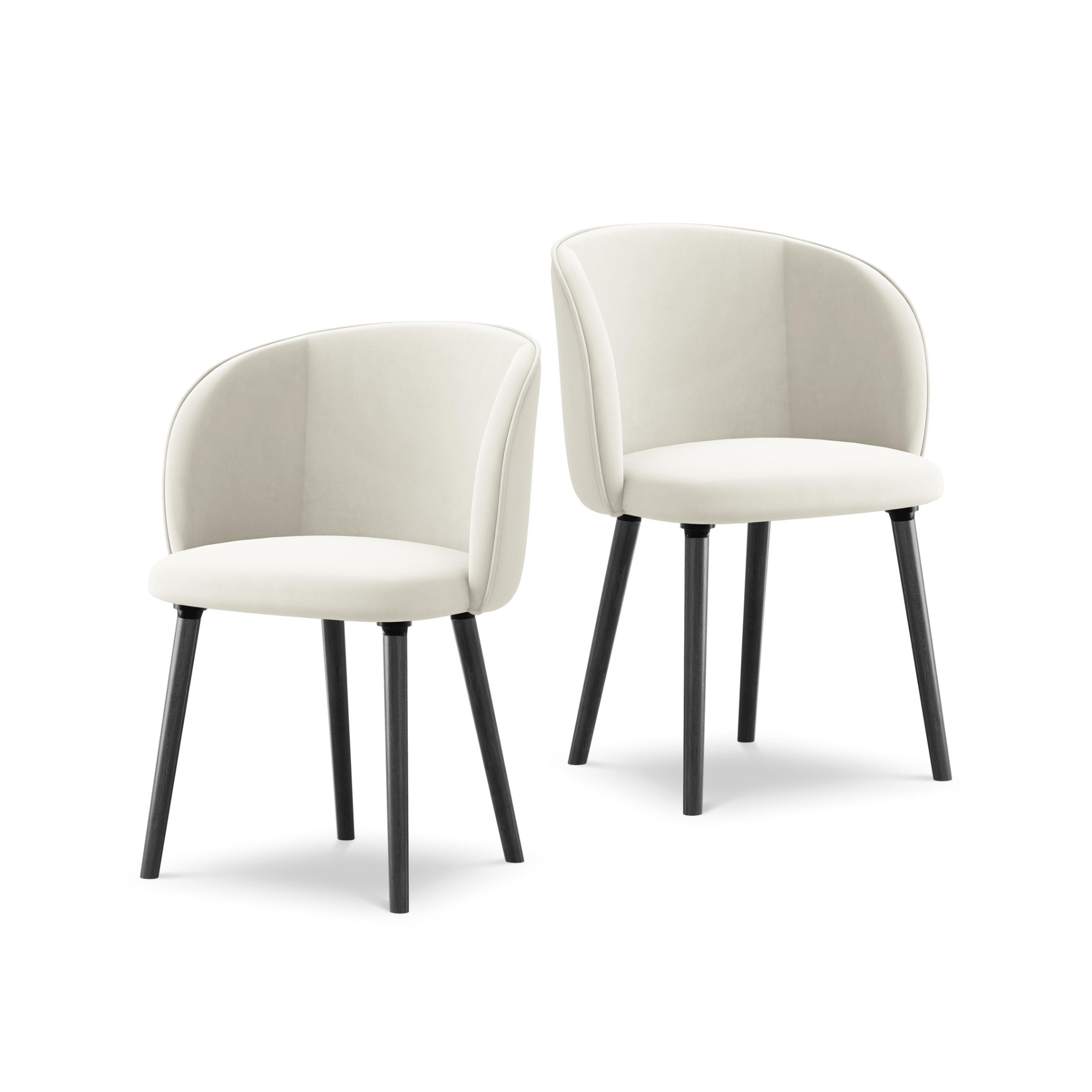 Velvet Chair MAIA Light Beige with Black Oak Base