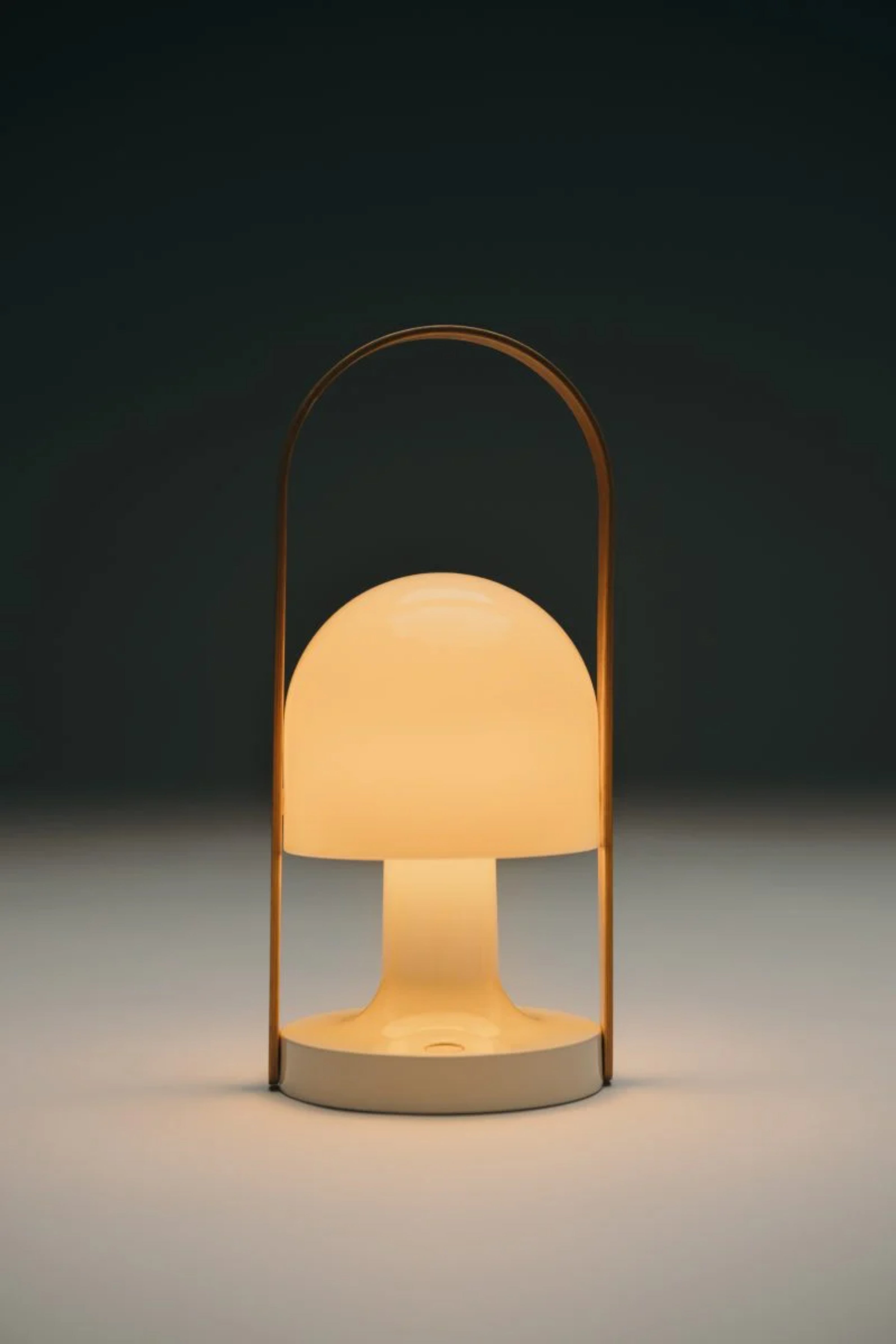 Přenosná lampa FOLLOWME bílá s hnědým detailem